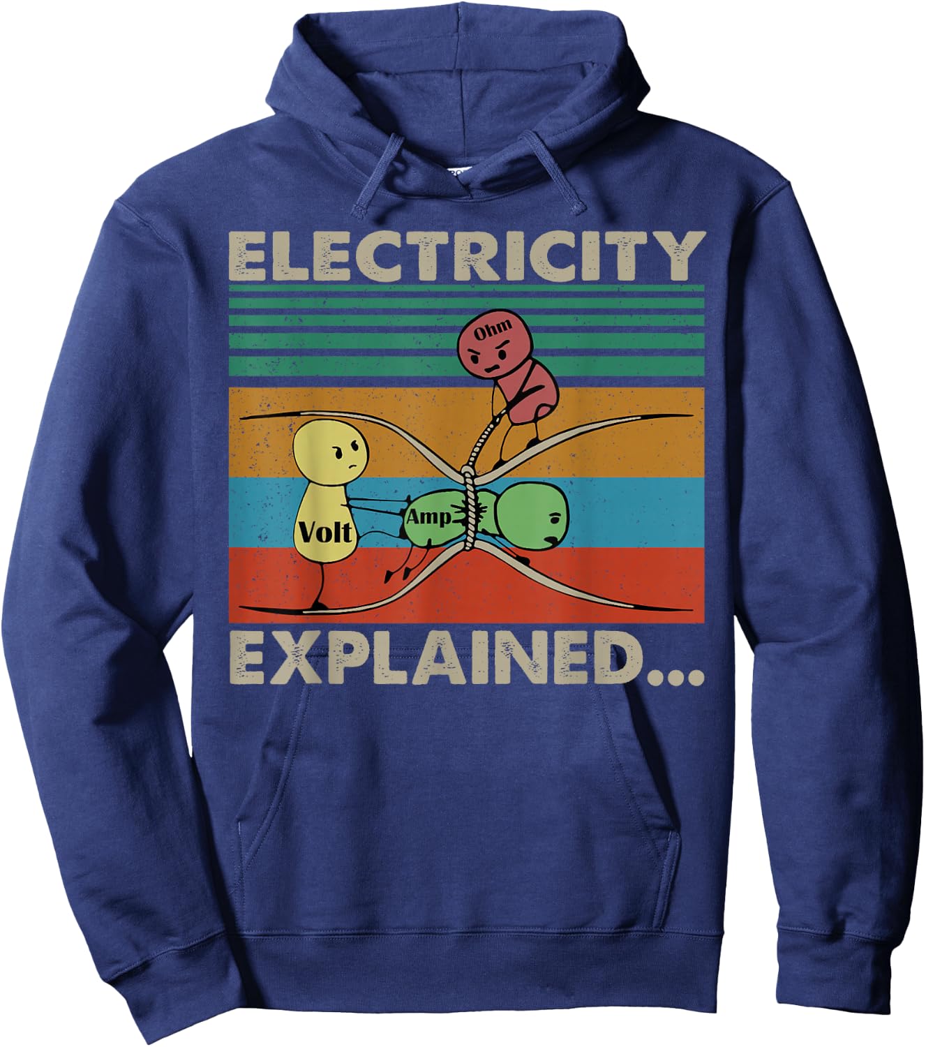 Electric Funny Ohm Volt Amp Electrical Retro Vintage Hoodie - Hoodie | Navy