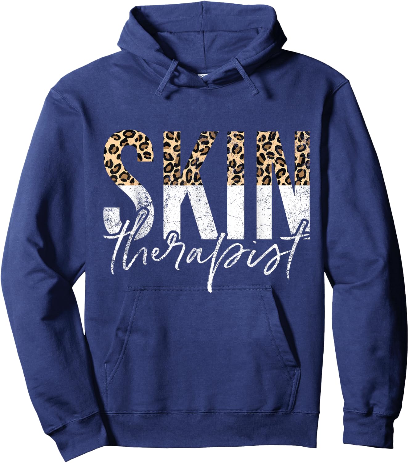 Vintage Skin Therapist Skincare Leopard Skin Esthetician Hoodie - Hoodie | Navy