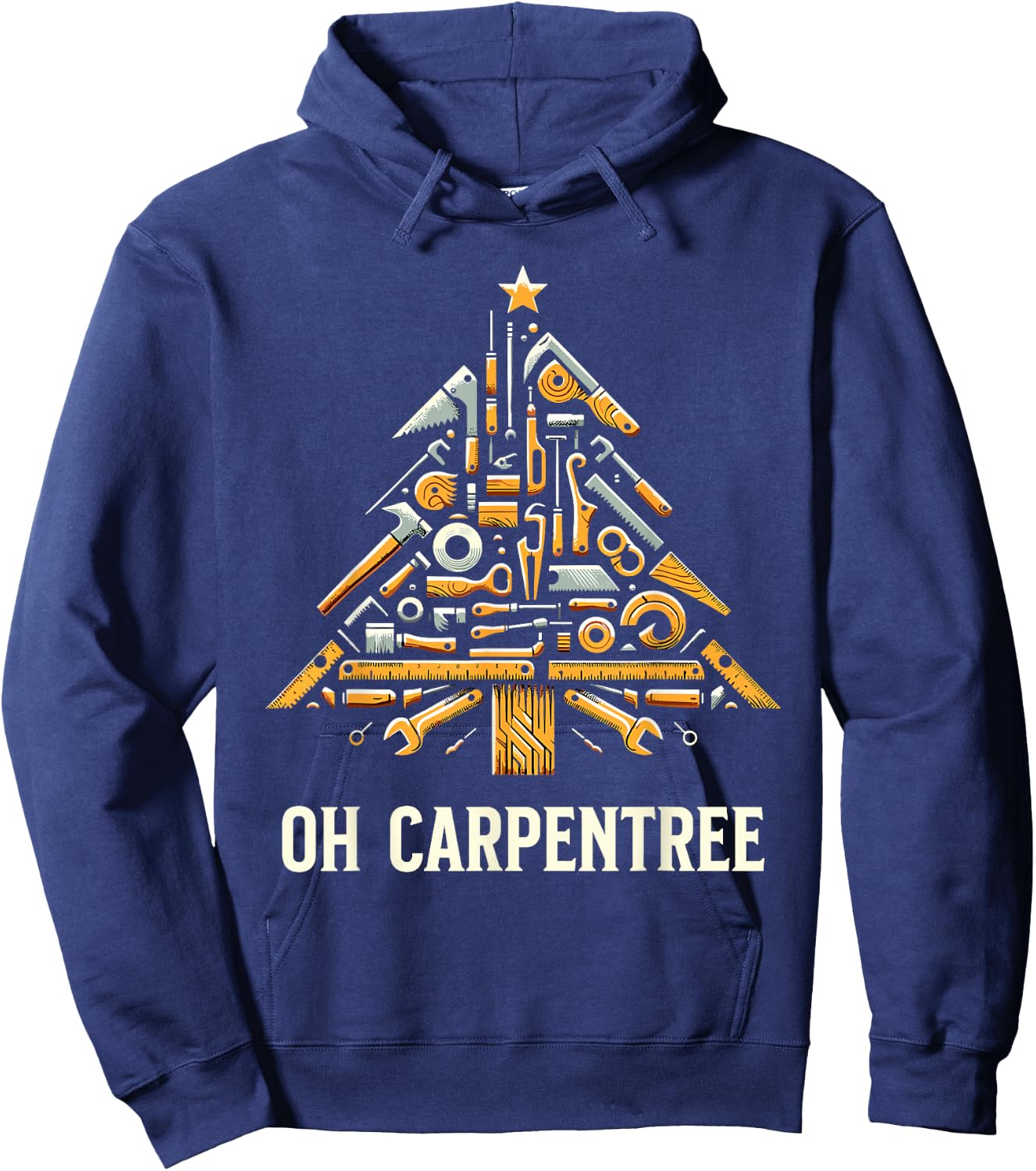 Funny Woodworking Woodworker Carpentry Christmas Tree Hoodie - Hoodie | Navy