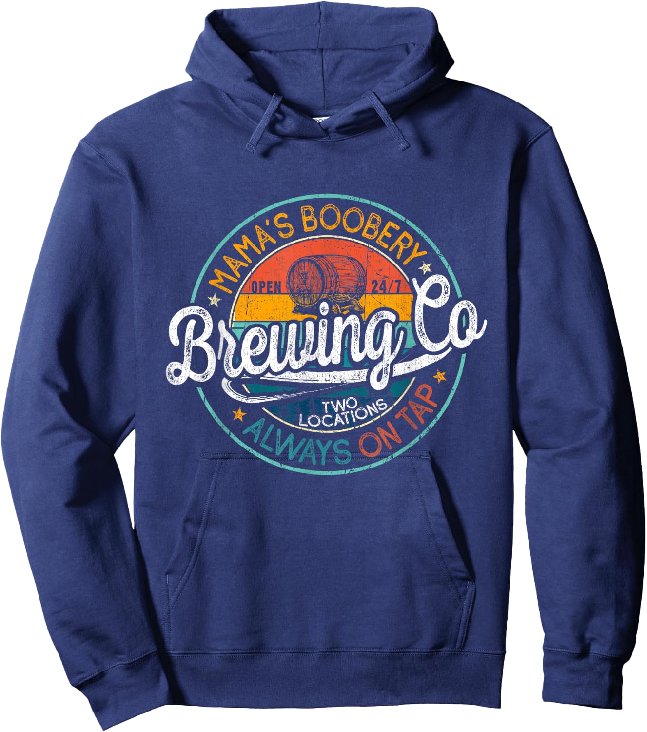 Mama Boobery Breastfeeding Brewery Retro New Mom Brewing Co Hoodie - Hoodie | Navy