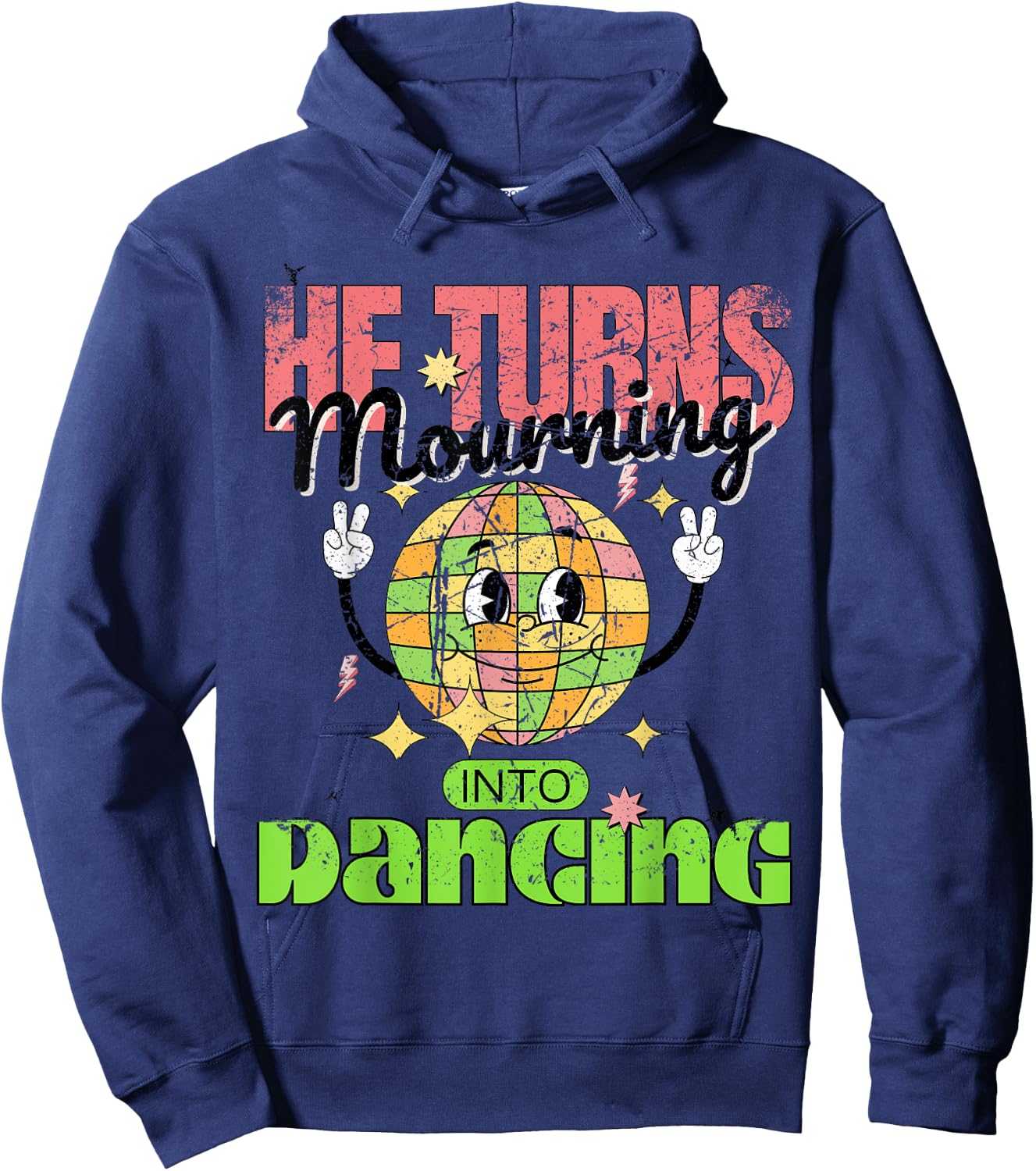 Psalm 30:11 He Turns Mourning To Dancing Christian Retro 70s Hoodie - Hoodie | Navy