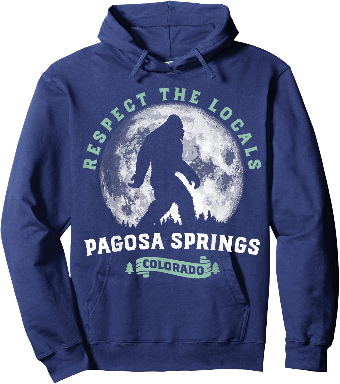 Pagosa Springs Colorado Bigfoot Night Walk Retro Sasquatch Hoodie - Hoodie | Navy
