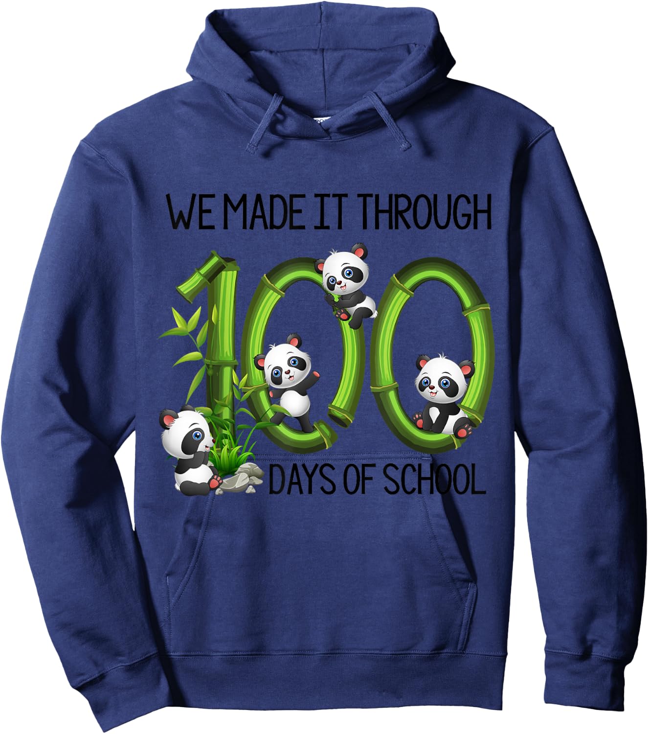 Cute Panda 100 Days Funny 100th Day Of School Kids Teacher Hoodie - Hoodie | Navy
