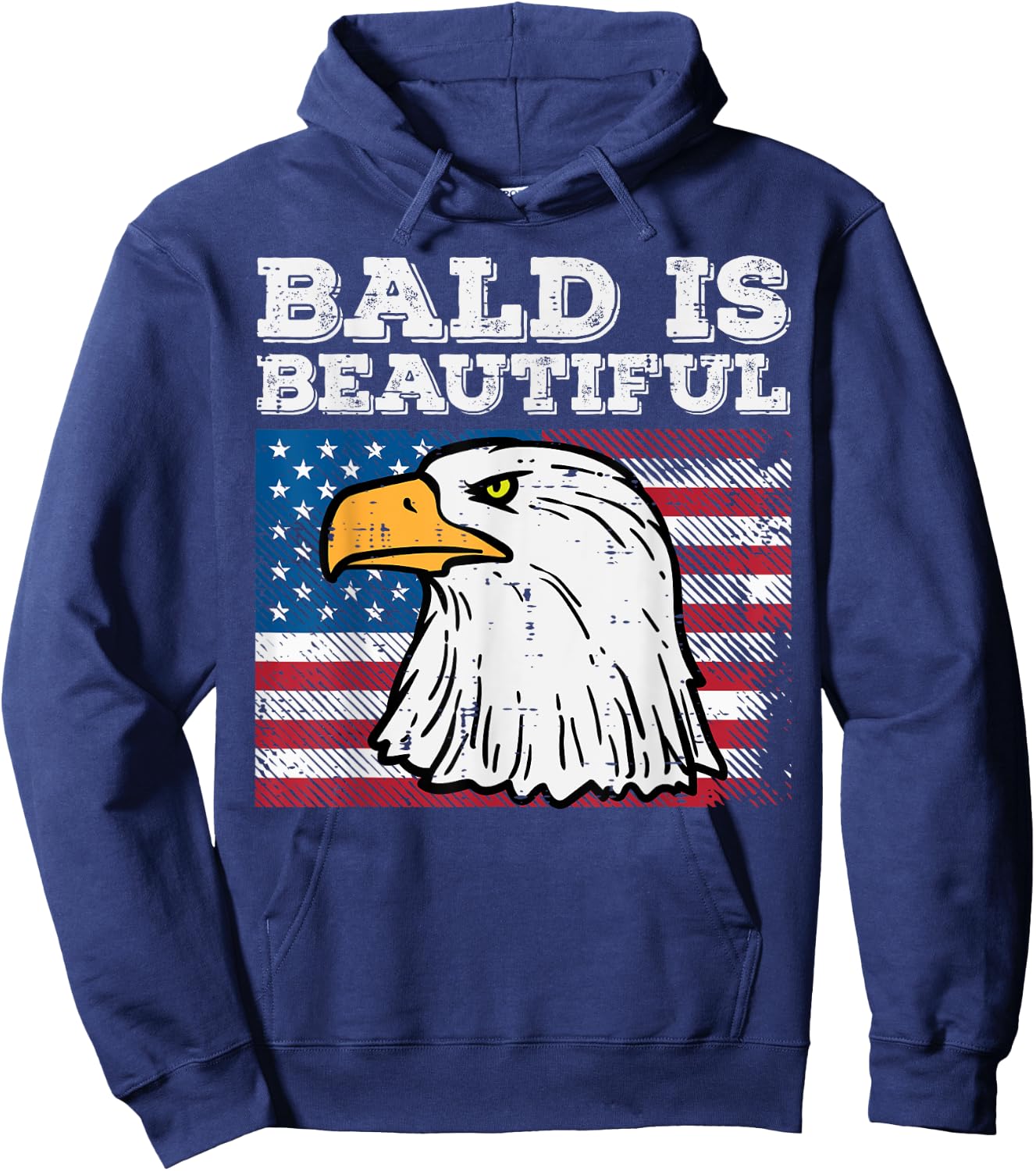 4th Of July Bald Is Beautiful Eagle Patriotic Men Women Kids Hoodie - Hoodie | Navy