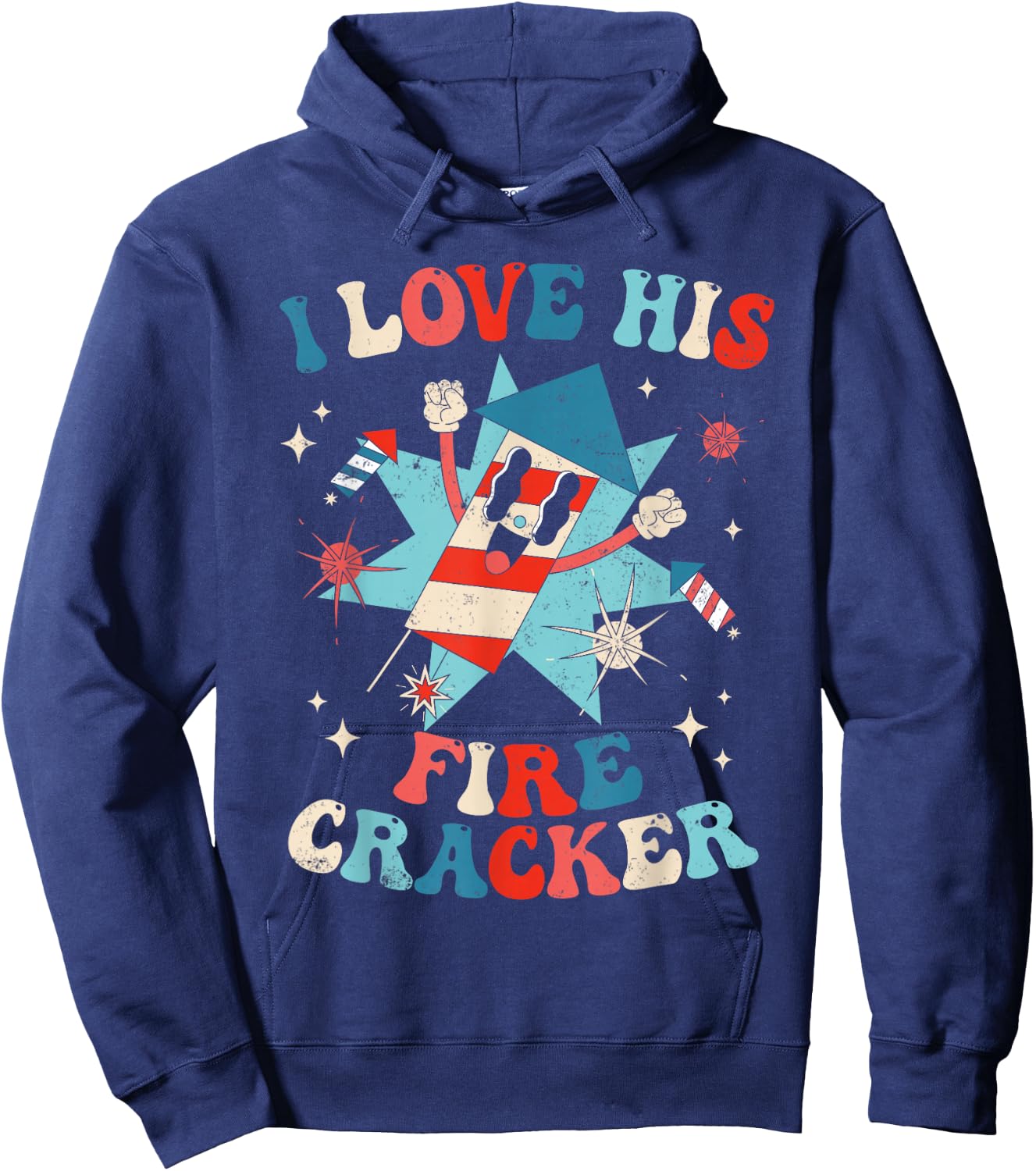 I Love His Firecracker Funny Matching Couple 4th Of July Women Men Hoodie - Hoodie | Navy