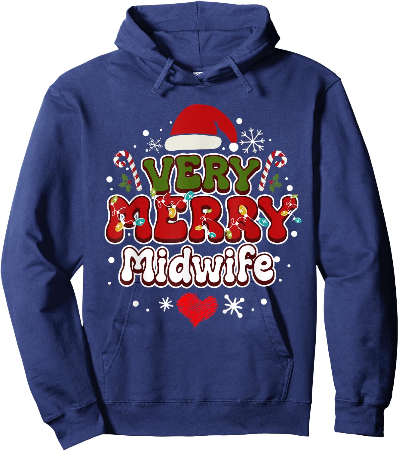 Groovy Christmas Shirt Very Merry Christmas Midwife Hoodie - Hoodie | Navy