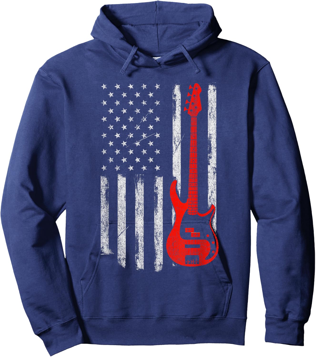 Bassist - USA American Flag Bass Guitar Player Musician Hoodie - Hoodie | Navy