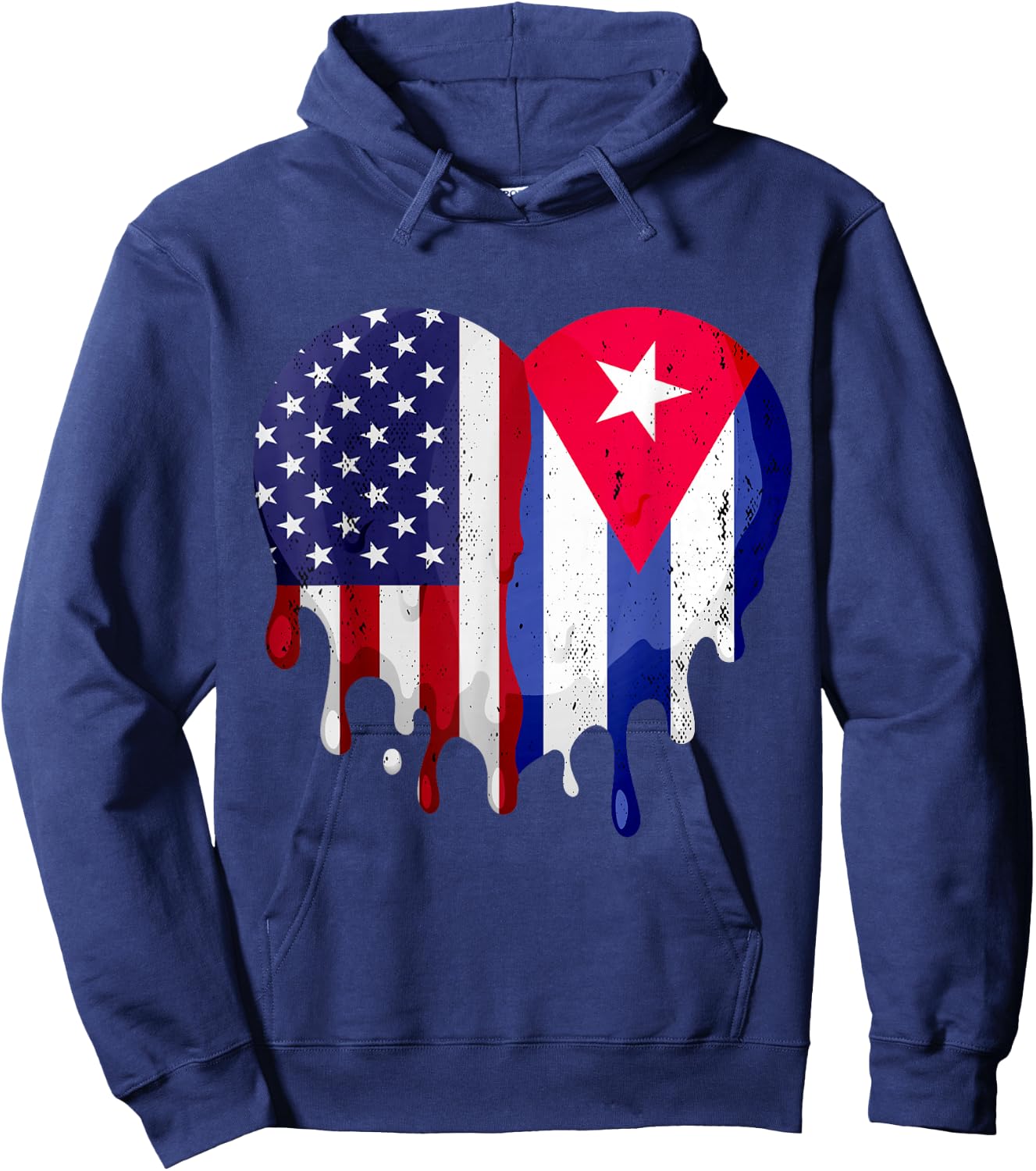 American Cuban Hispanic Heritage Month Cuba Flag Heart Hoodie - Hoodie | Navy