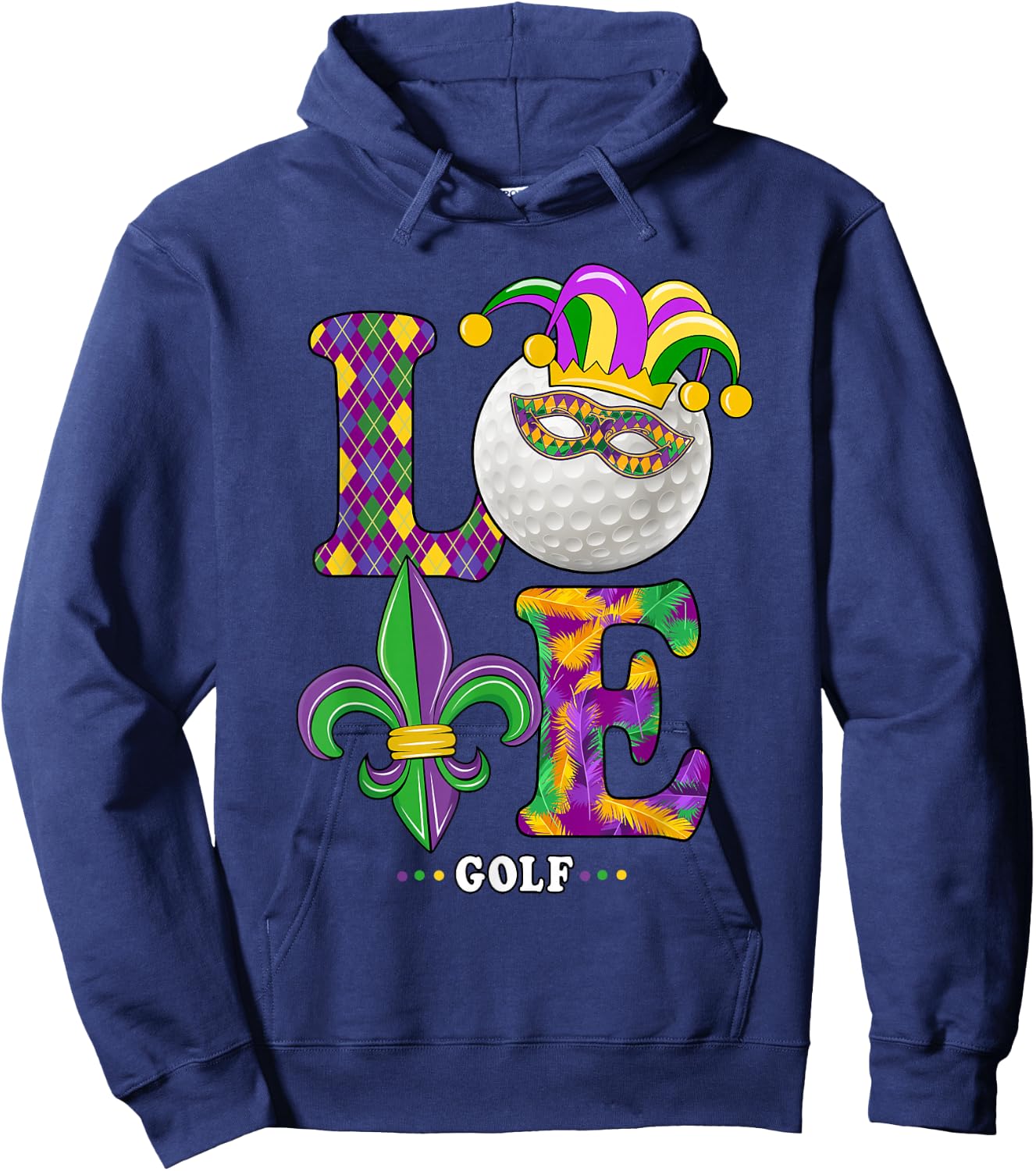 Love Golf Mardi Gras Costume Carnival Golf Lover Hoodie - Hoodie | Navy