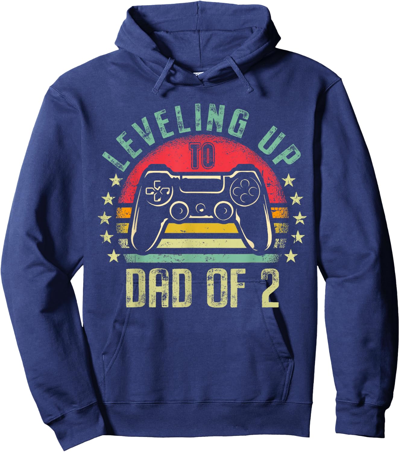 Leveling Up To Dad of 2 Daddy Again Leveled Up Video Gamer Hoodie - Hoodie | Navy
