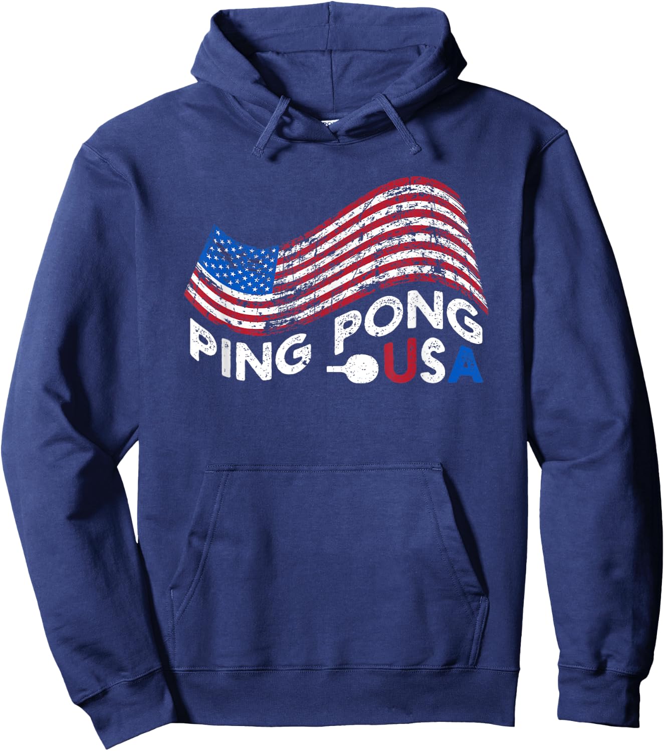 Ping Pong USA Table Tennis American Flag Patriotic Sports Hoodie - Hoodie | Navy