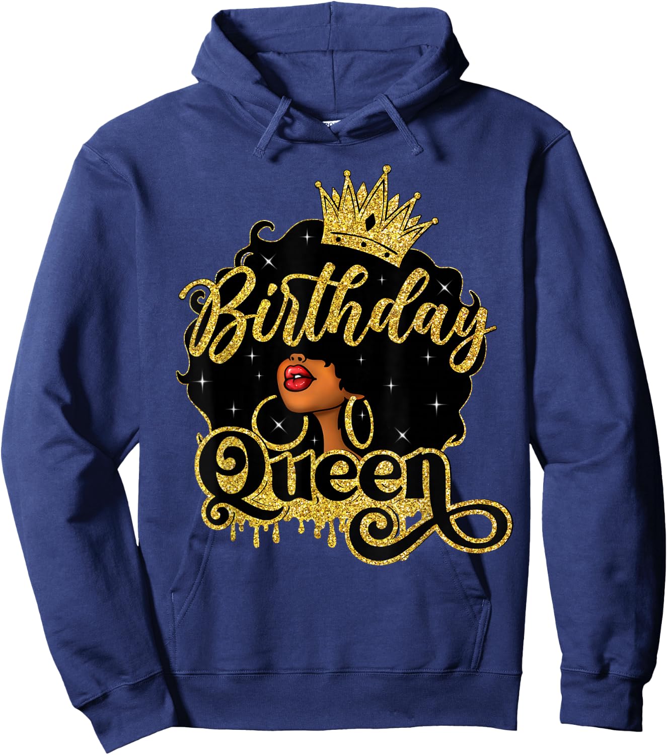 Birthday Afro Women Girls African American Black Queen Hoodie - Hoodie | Navy