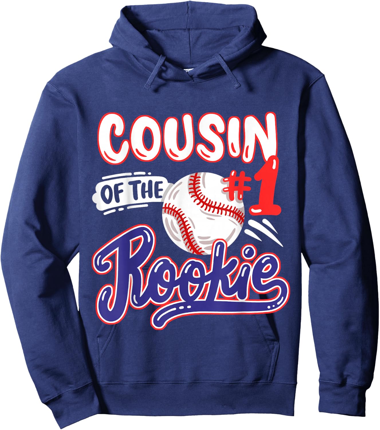 Cousin of Rookie 1st Baseball Birthday Party Theme Matching Hoodie - Hoodie | Navy