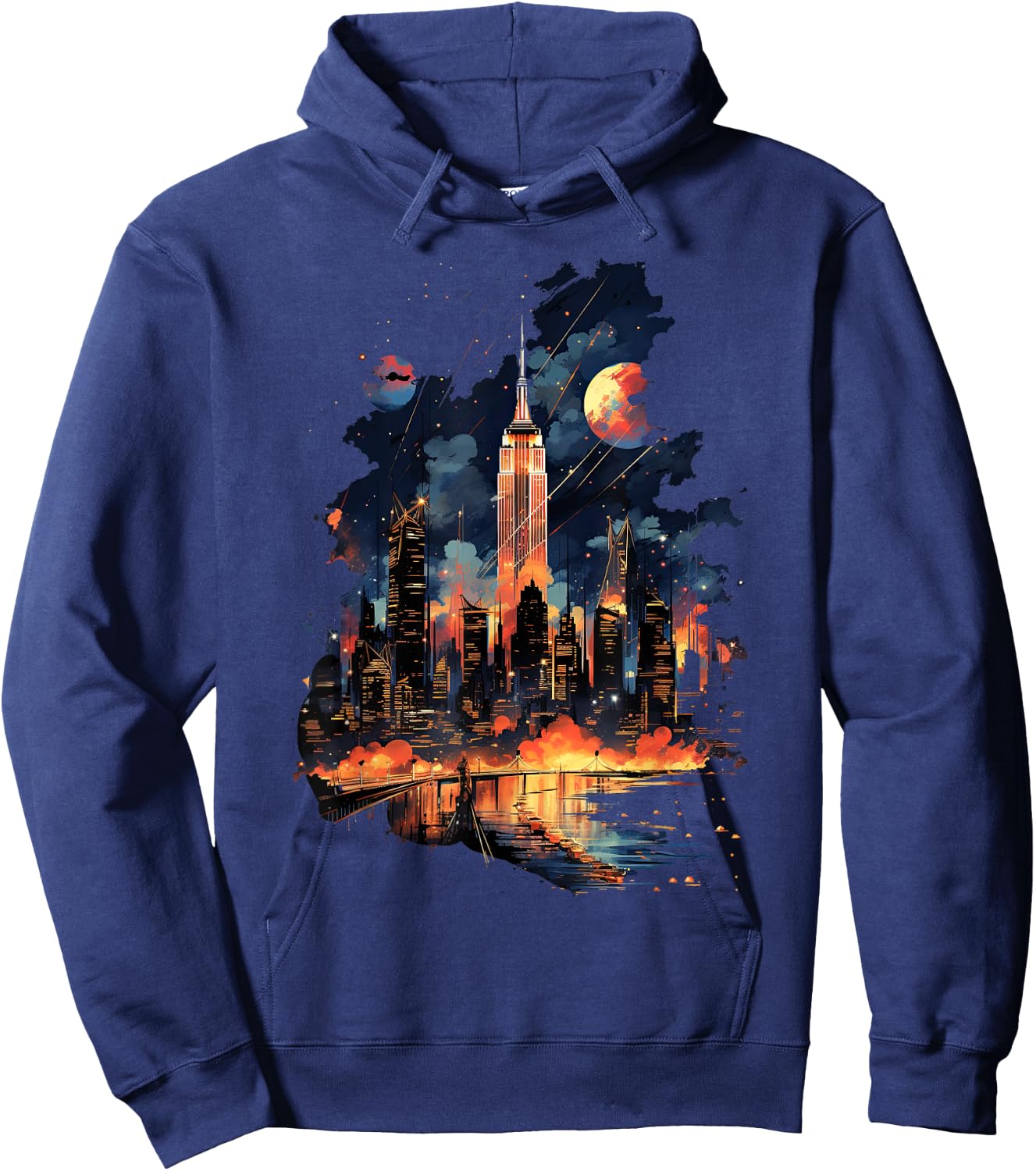 New York City Downtown Skyline Statue of Liberty NYC Hoodie - Hoodie | Navy