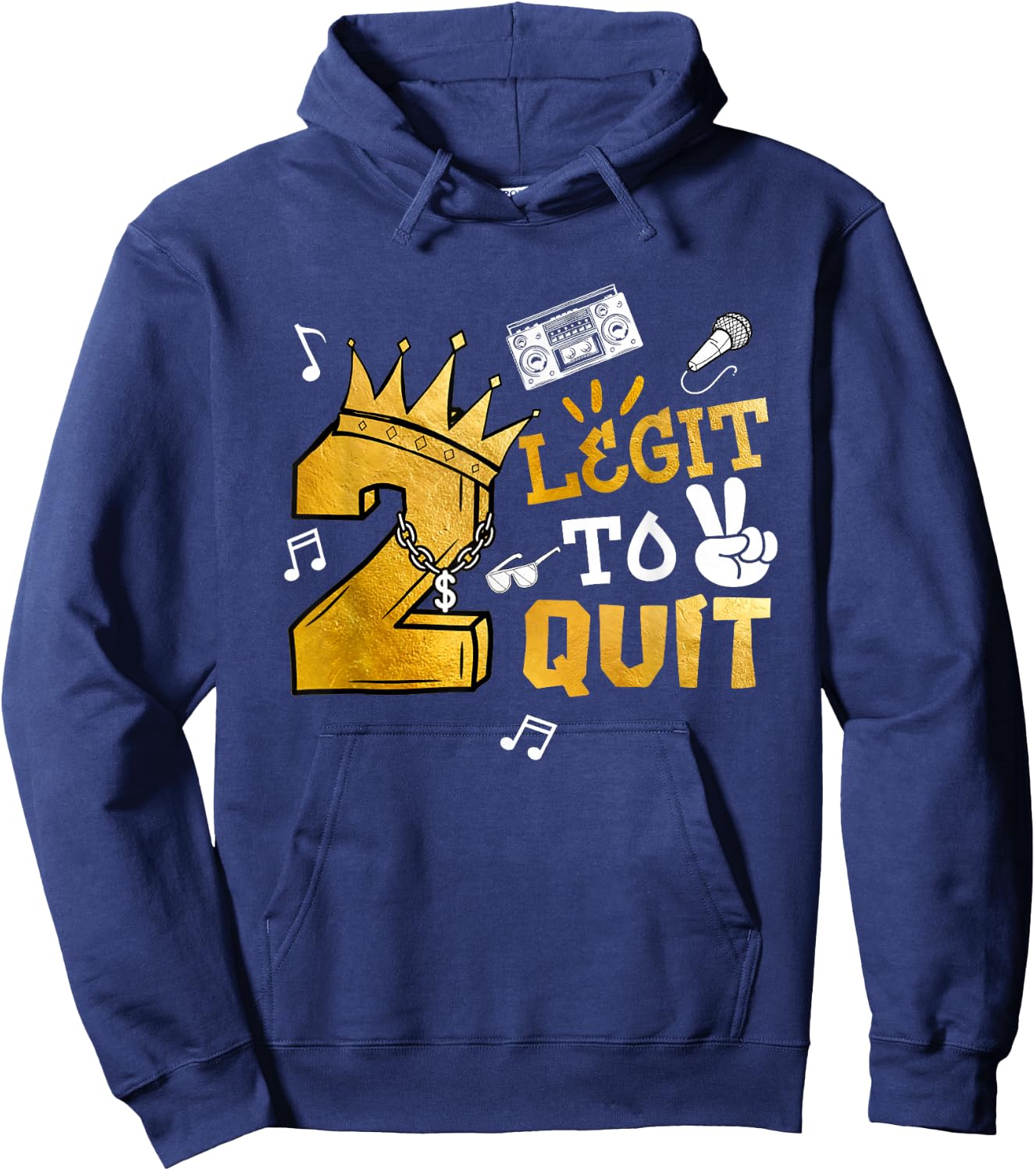 Two Legit To Quit Party Decorations Boy 2nd Birthday Hip Hop Hoodie - Hoodie | Navy