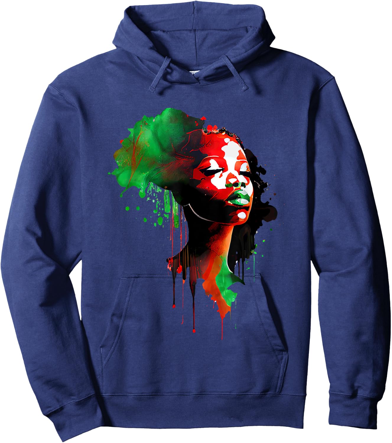 Young Black King Afro Melanin Boy Colour Dripping Hoodie - Hoodie | Navy