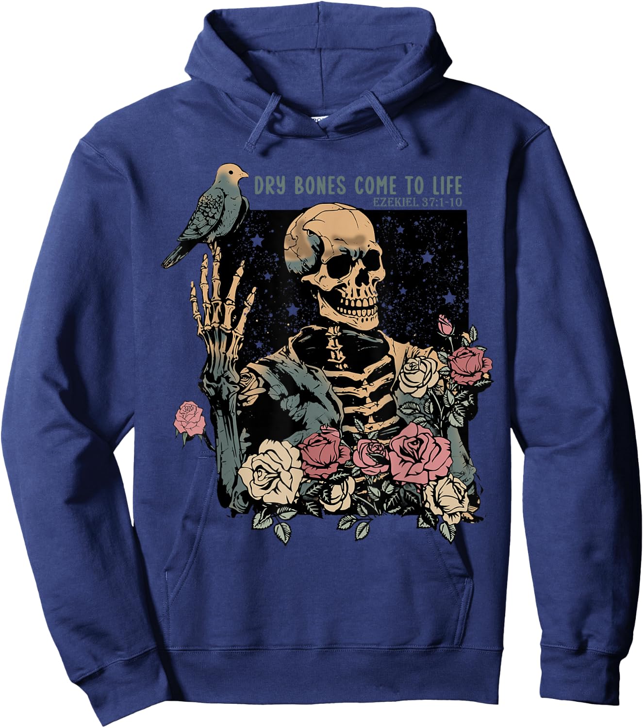 Dry Bones Come To Life, Christian Skeleton, Ezekiel 37:1-10 Hoodie - Hoodie | Navy