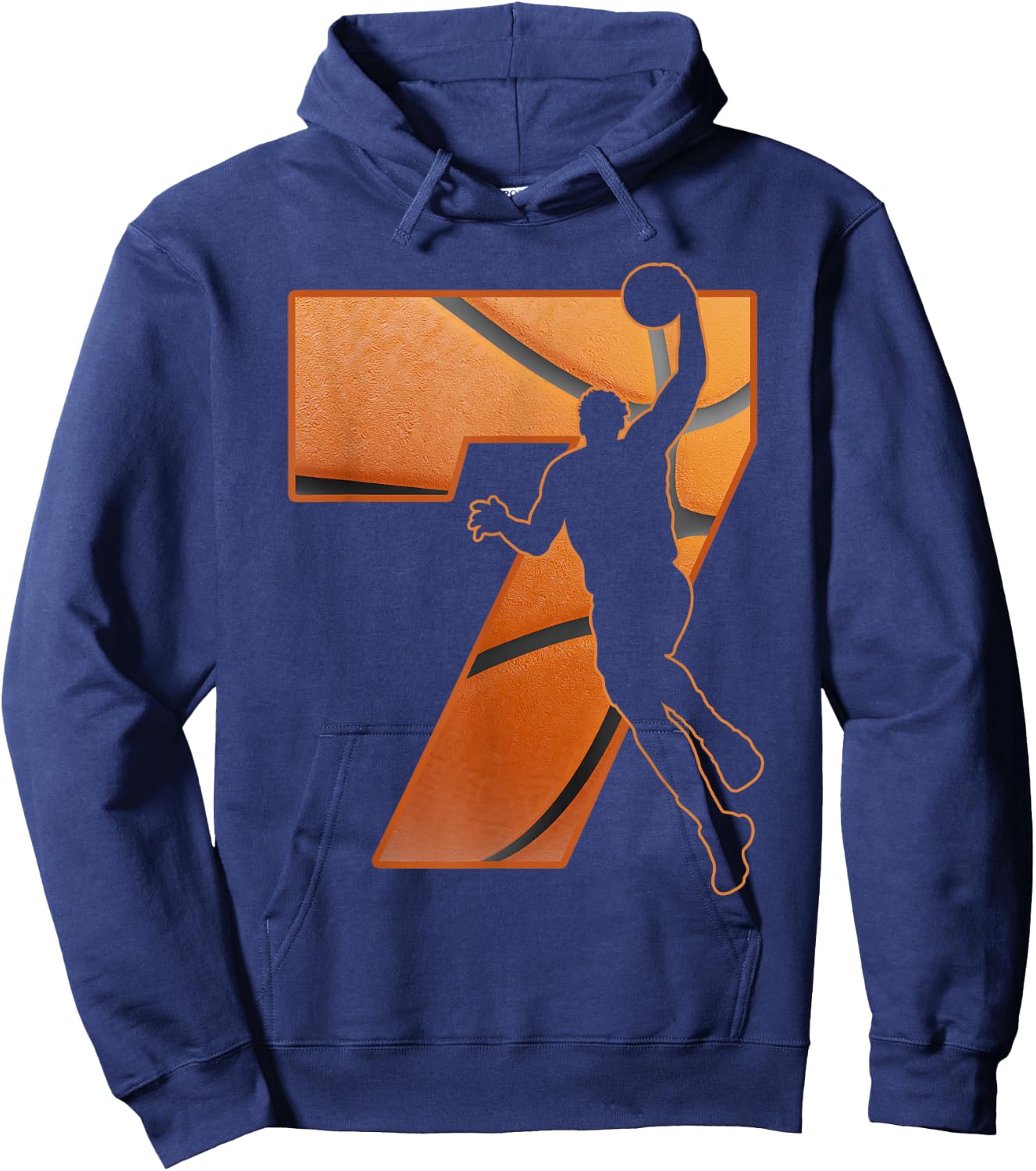 7 Year Old 7th Basketball Birthday PartyTheme Boys Girls Hoodie - Hoodie | Navy