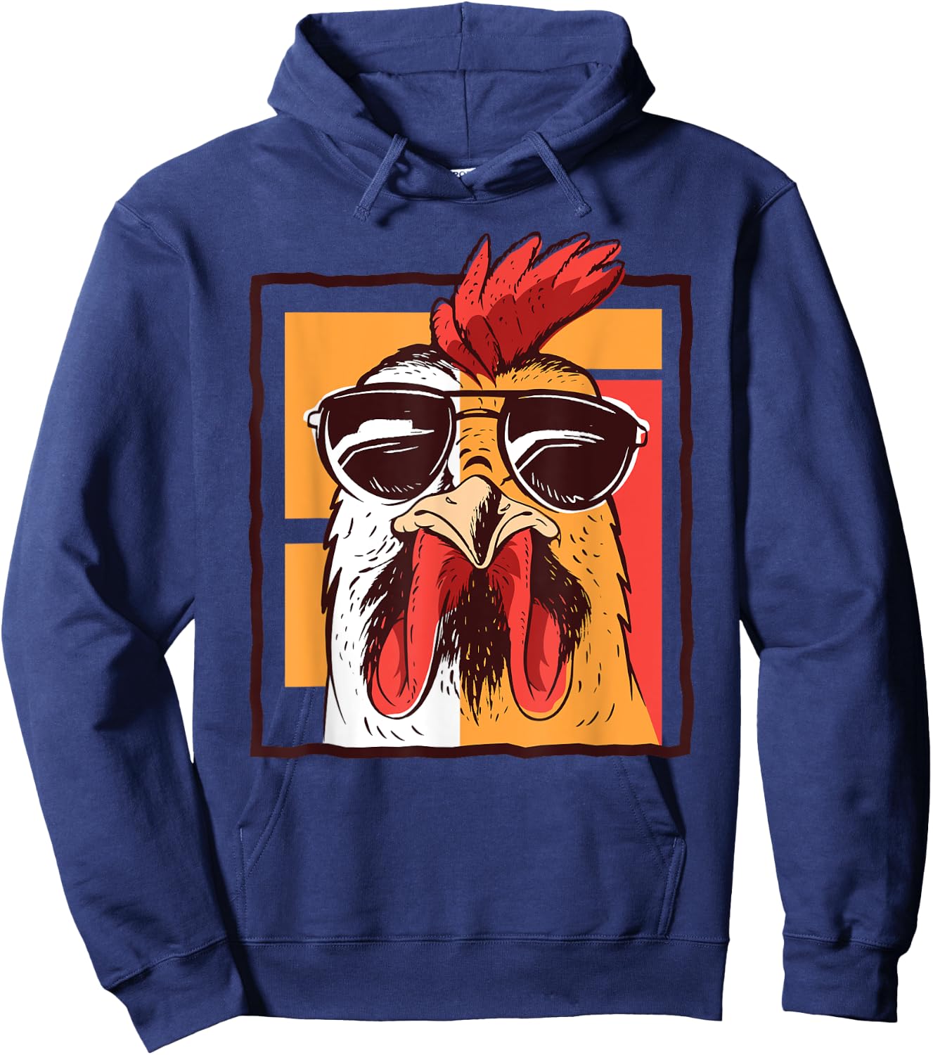 Retro Vintage Chicken Cool Rooster Wearing Sunglasses Hoodie - Hoodie | Navy
