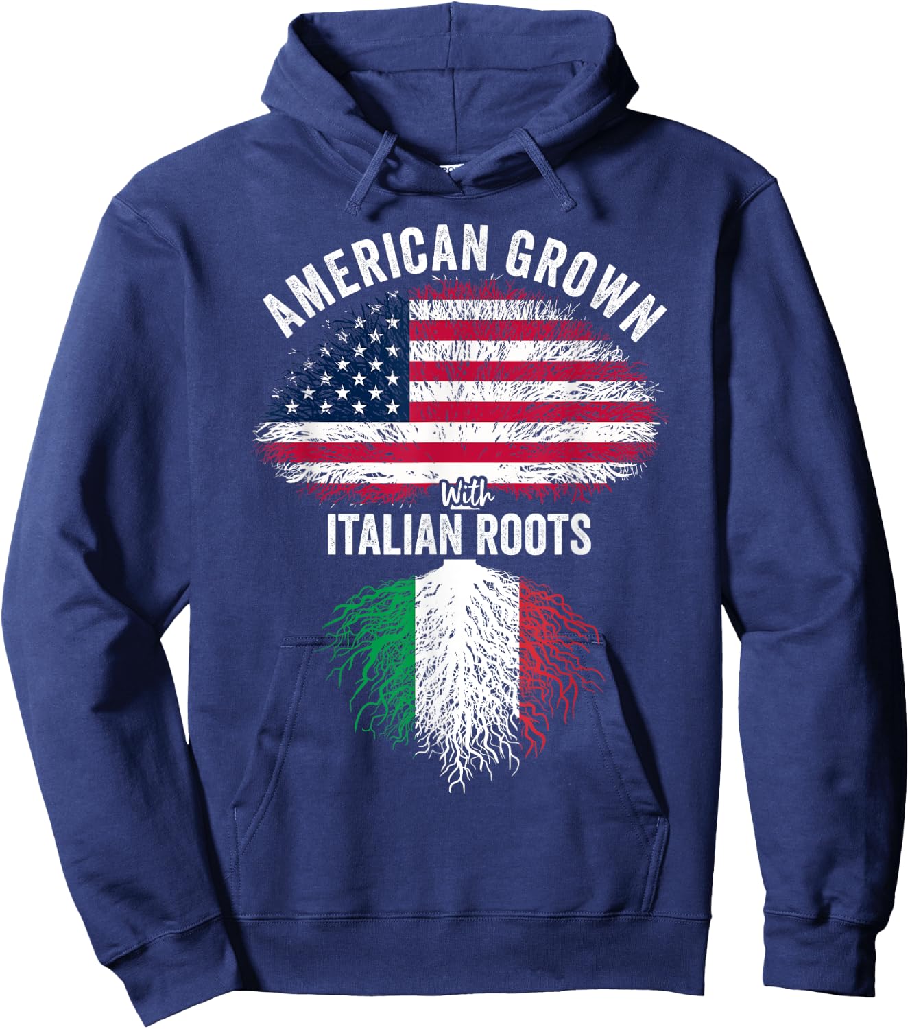 American Grown With Italian Roots USA Italia Flag Hoodie - Hoodie | Navy