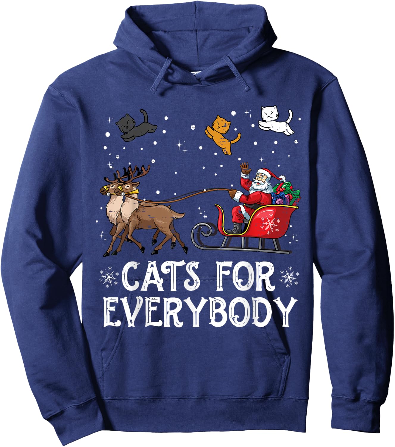 Cats For Everybody Christmas Cat Funny Xmas Women Santa Hoodie - Hoodie | Navy