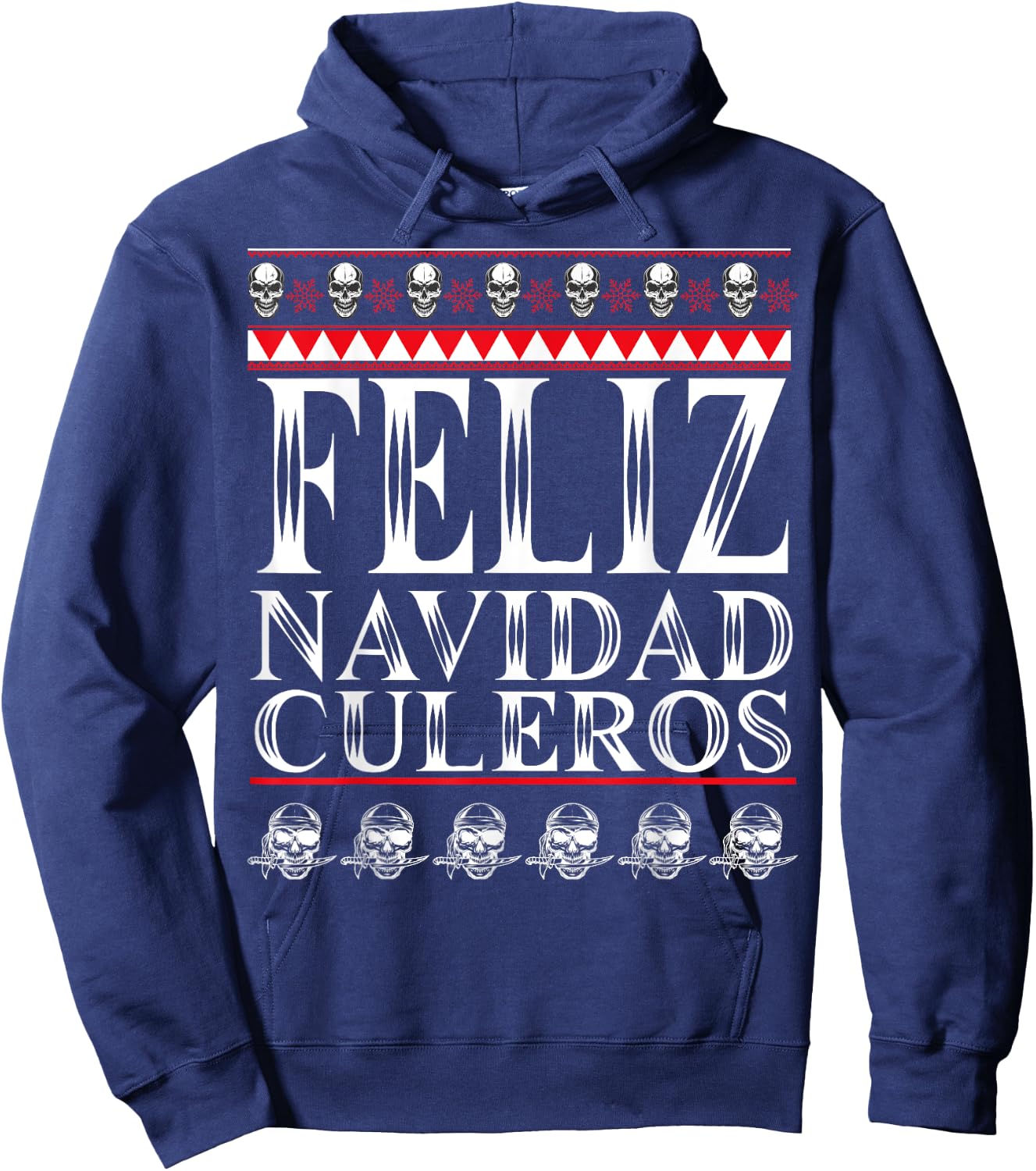 Feliz Navidad Culeros Funny Mexican Ugly Christmas Sweater Hoodie - Hoodie | Navy