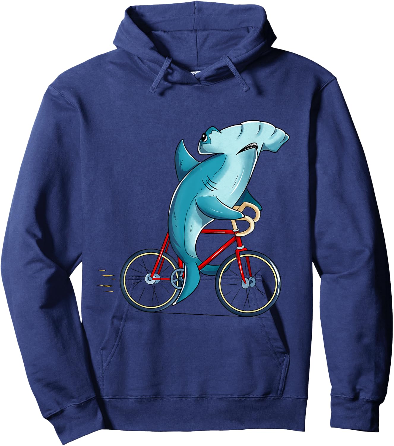 Hammerhead Shark Riding Bicycle Cute Biker Hoodie - Hoodie | Navy