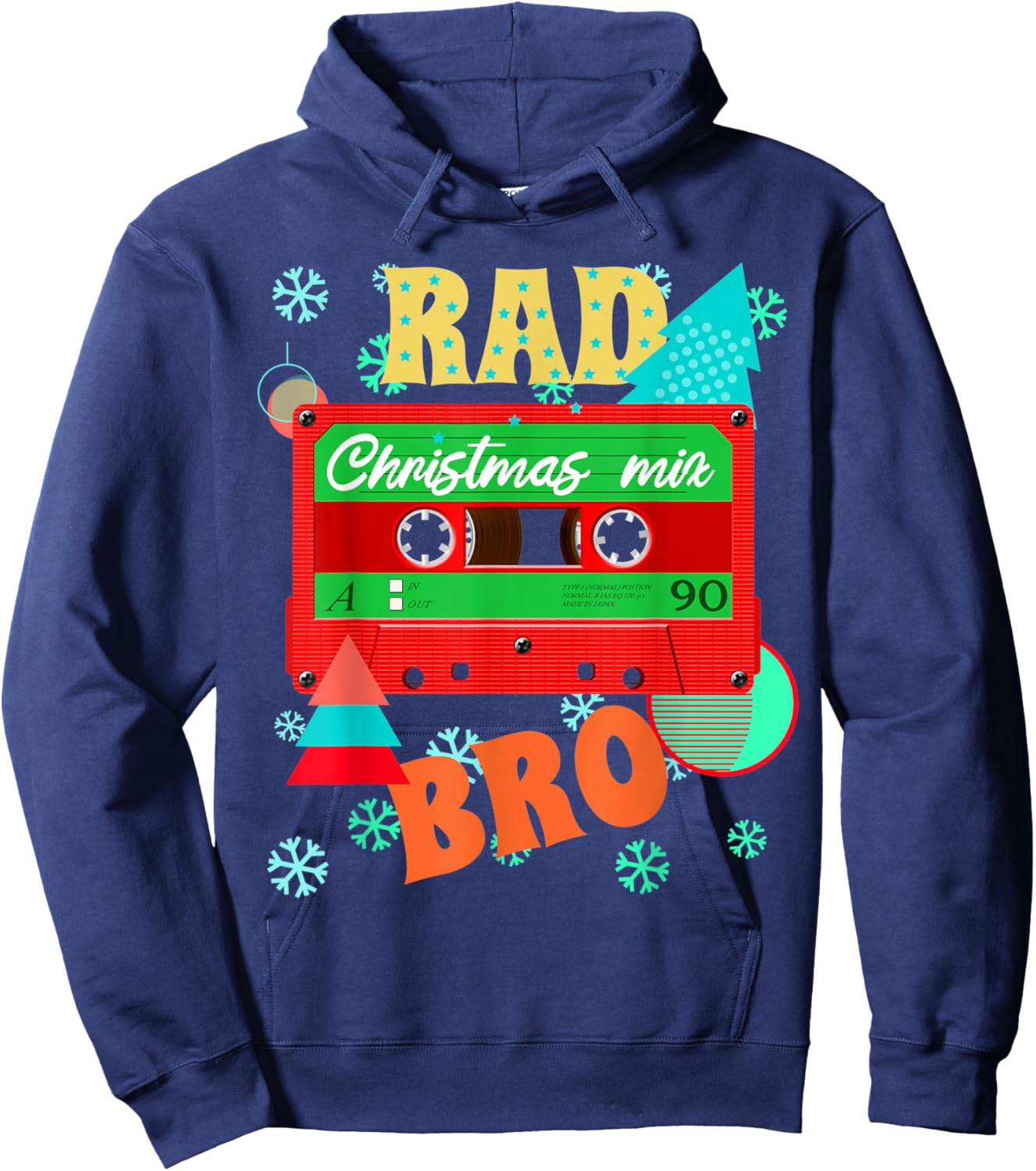 Rad Christmas Mixtape Shirt Retro 80s Costume Cassette Tape Hoodie - Hoodie | Navy