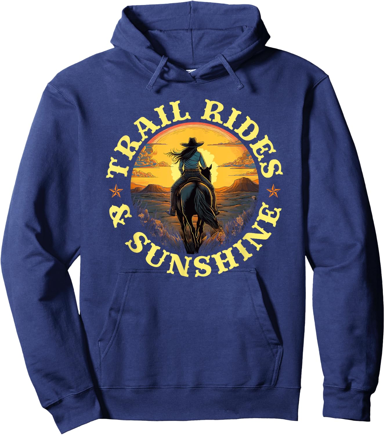 Country Trail Rides and Sunshine, Horse Riding Cowgirl Hoodie - Hoodie | Navy