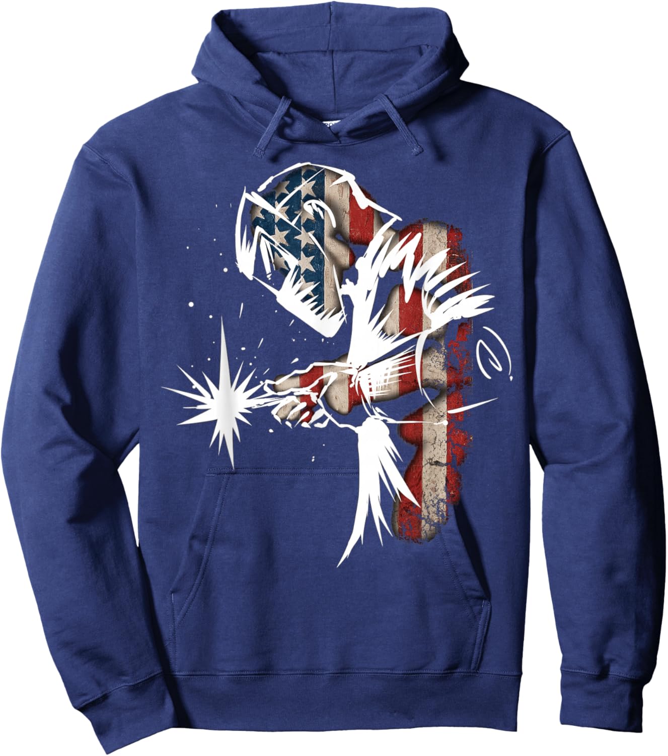 Welder American Flag USA Patriotic Welder Hoodie - Hoodie | Navy
