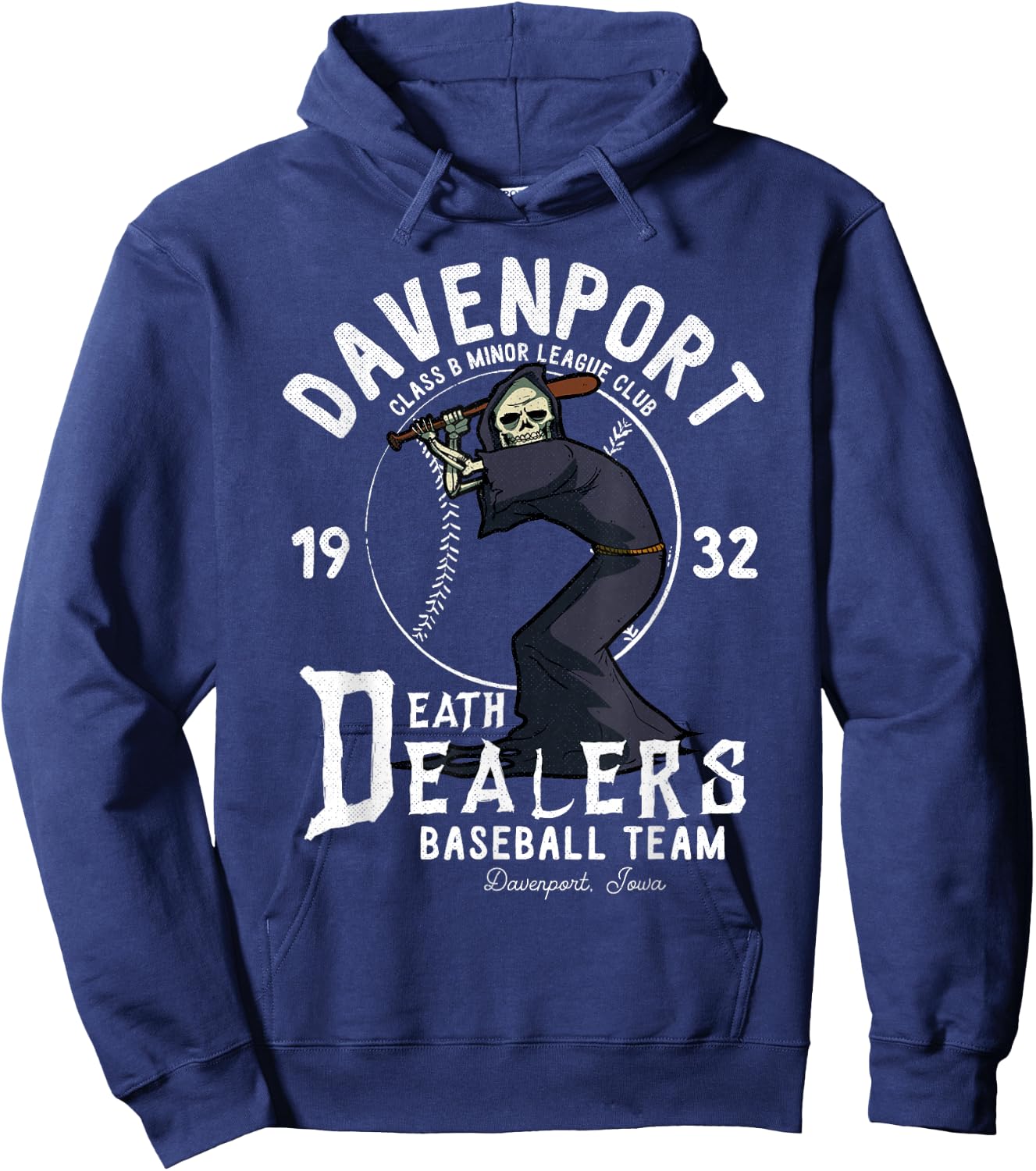 Davenport Death Dealers Retro Minor League Baseball Team Hoodie - Hoodie | Navy