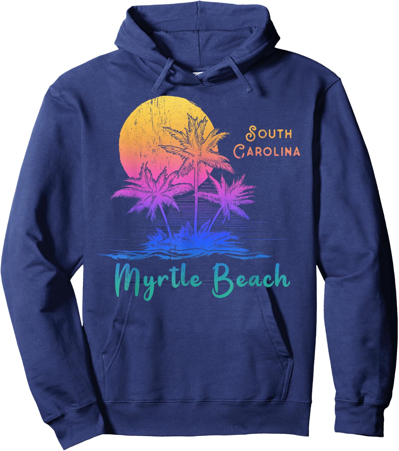 Myrtle Beach Palmetto Tree South Carolina Vacations Camping Hoodie - Hoodie | Navy