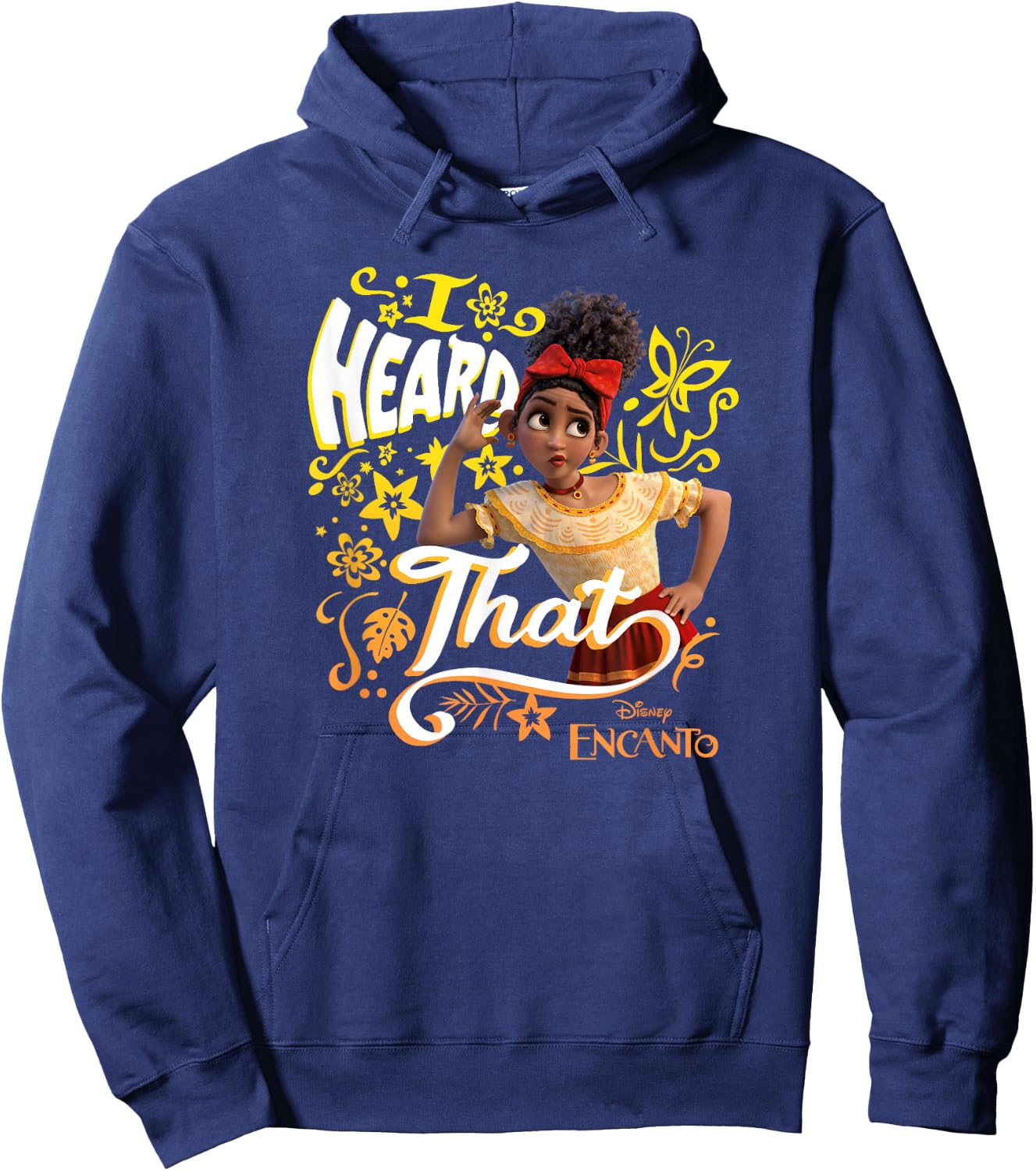 Disney Encanto Dolores I Heard That Portrait Small Hoodie - Hoodie | Navy