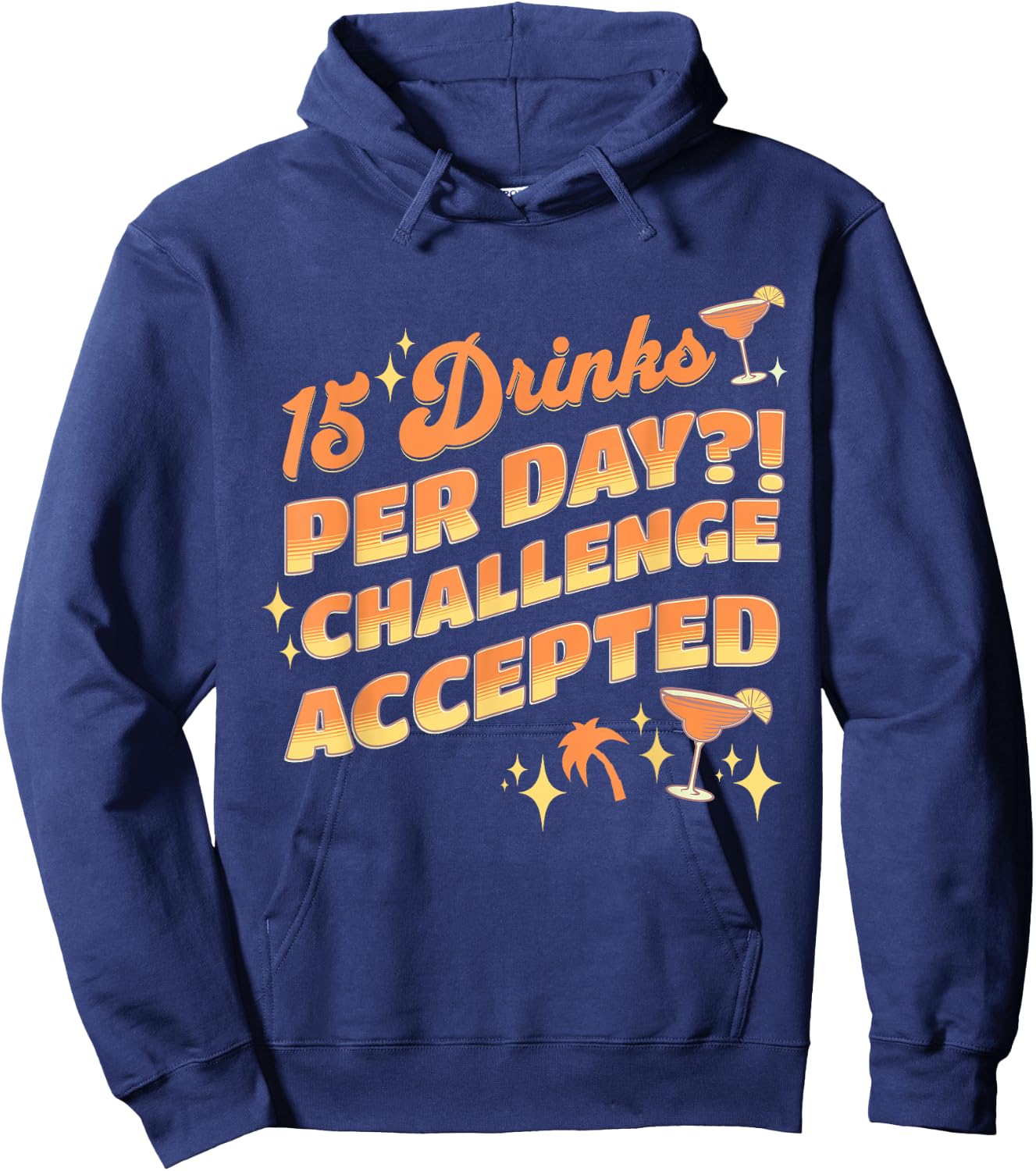 The Vacation Station Apparel Co. Funny Cruise Group Drink Package Challenge Accepted Black Hoodie - Hoodie | Navy