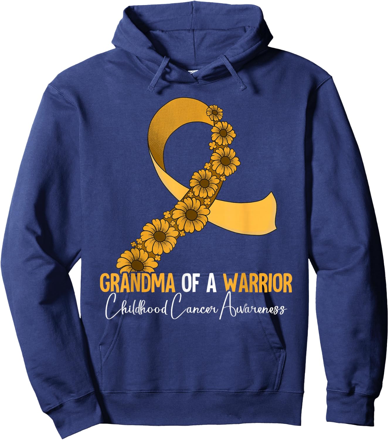 Grandma Of A Warrior Childhood Cancer Awareness Hoodie - Hoodie | Navy