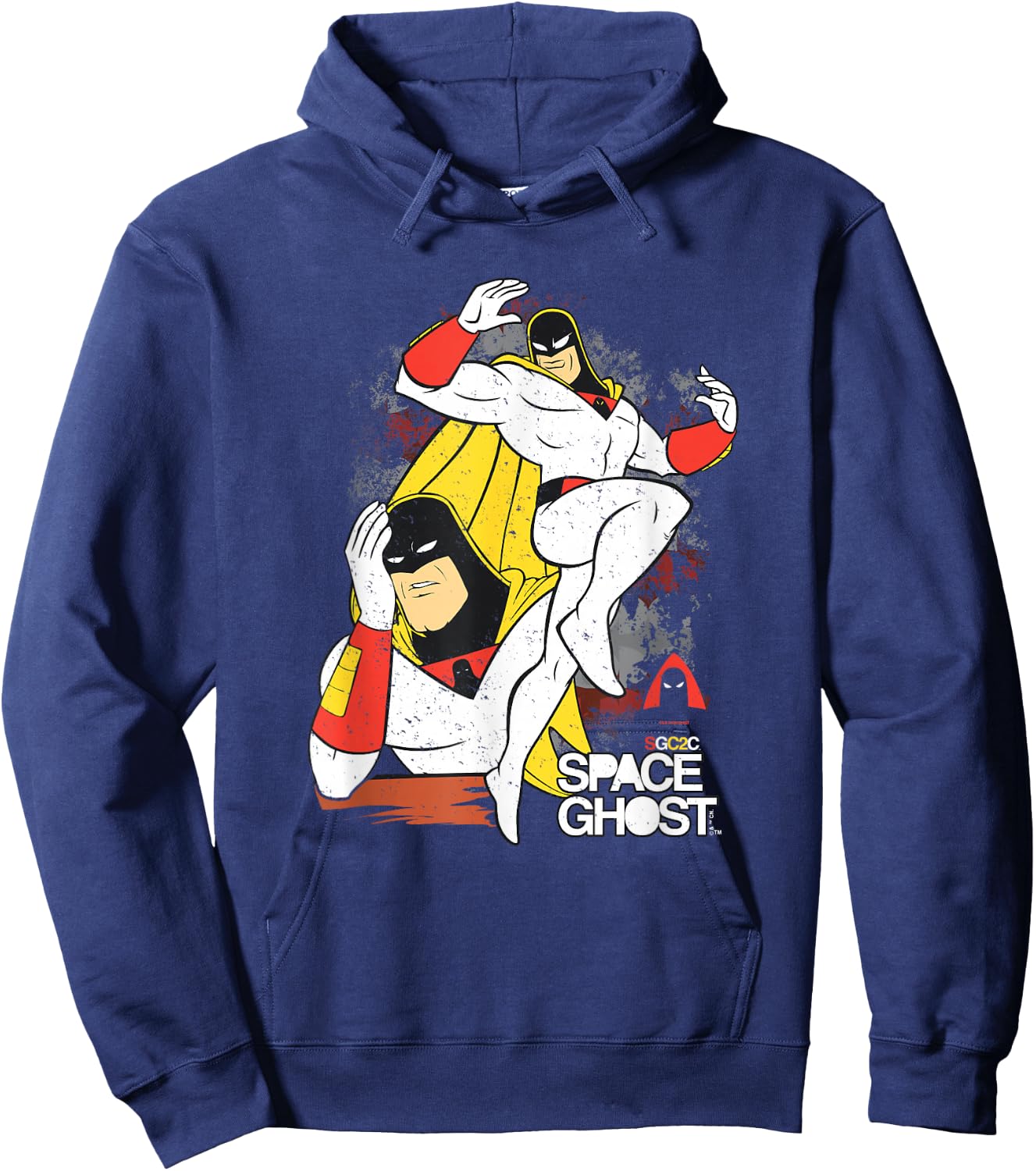 Space Ghost Coast to Coast Vintage Faded Superhero Pose Hoodie - Hoodie | Navy