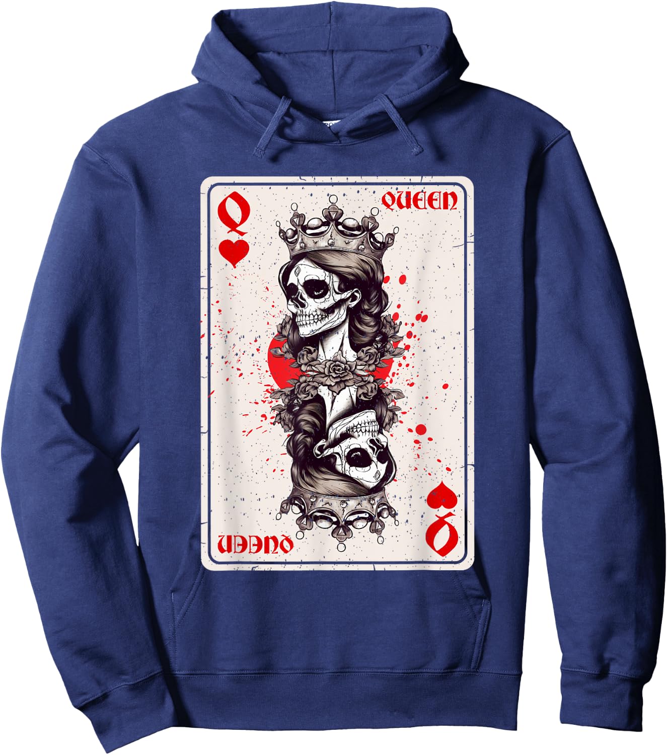 Queen of Hearts Card Game Horror Heart Queen Gothic Hoodie - Hoodie | Navy