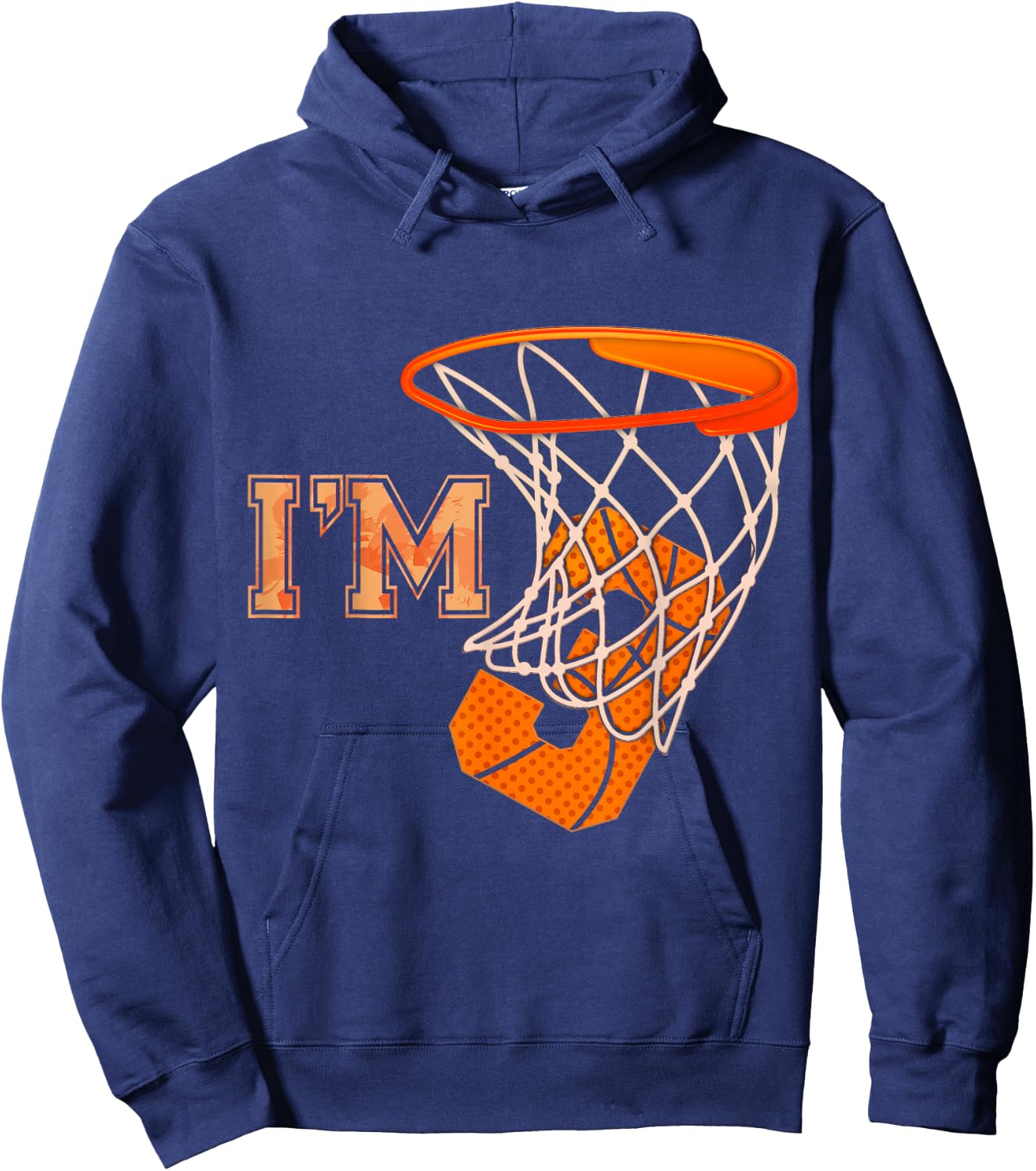 I'm 3 Basketball Theme Birthday Party 3rd Birthday Boy Hoodie - Hoodie | Navy