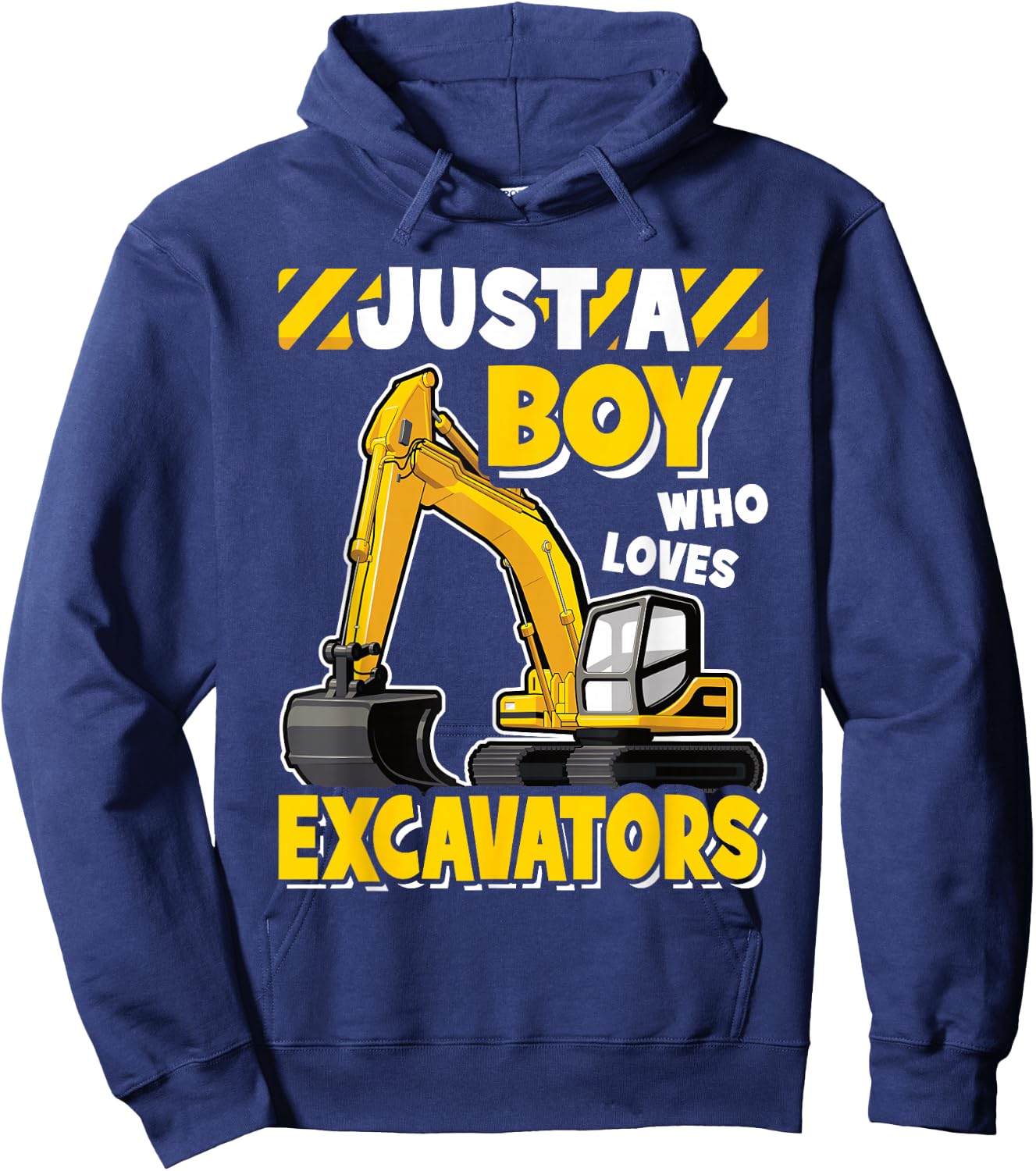 Just A Boy Who Loves Excavators Kids Construction Vehicle Hoodie - Hoodie | Navy
