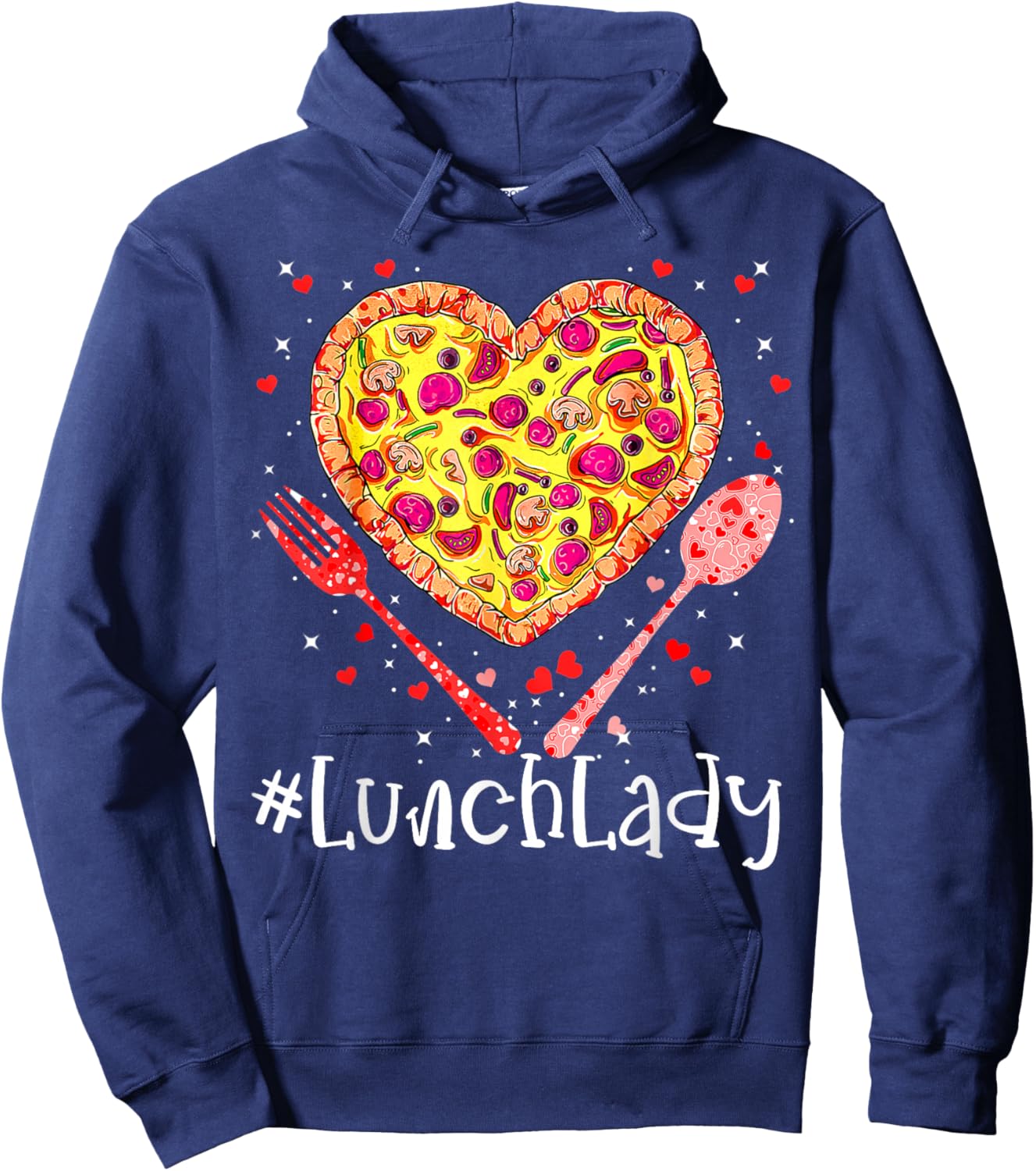 Most Likely To Christmas Be On The Nice Pizza Lunch Lady Funny Pink Heart Happy Valentine's Day 2023 for Couples, Valentine's Day Celebrators, -Adults, Short Sleeve, Black, Small Hoodie - Hoodie | Navy