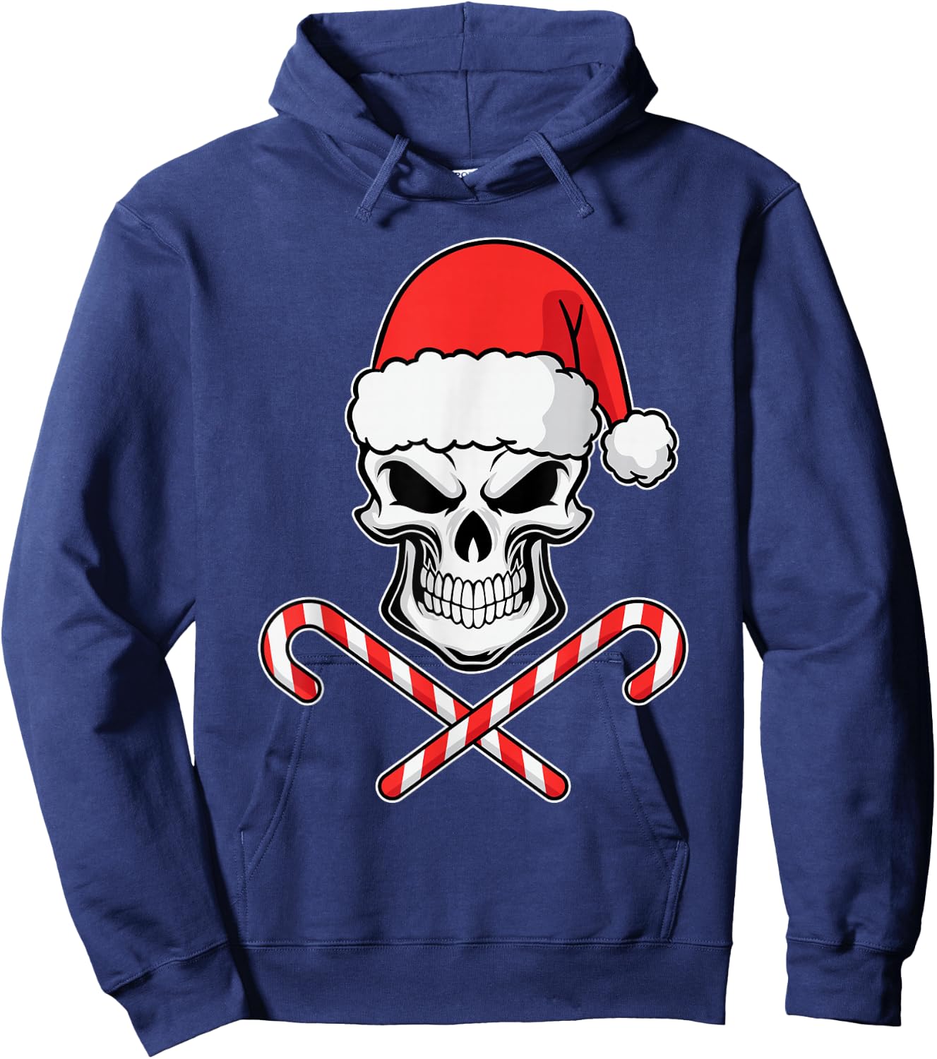 Candy Cane Crew Skull Christmas 2024 Funny Men Boys Girls Hoodie - Hoodie | Navy