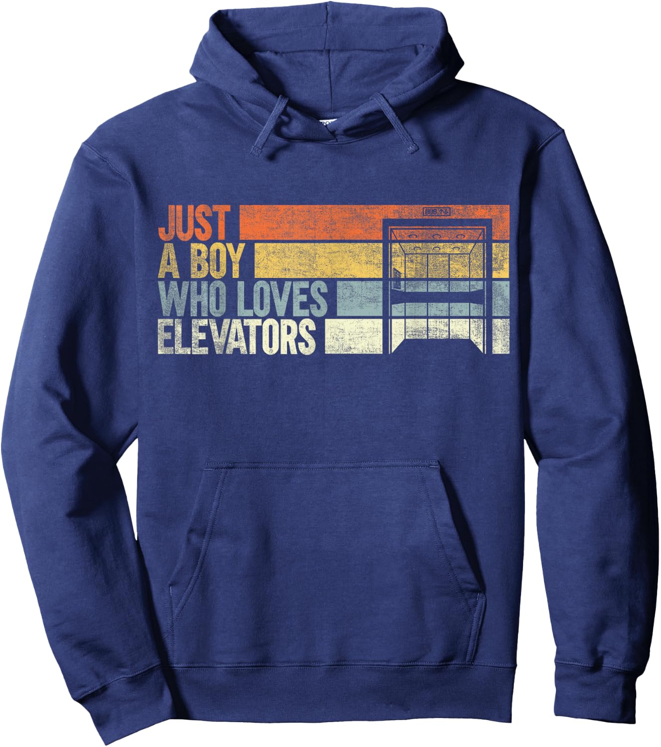 Just a Boy Who Loves Elevators. Funny Elevator Hoodie - Hoodie | Navy