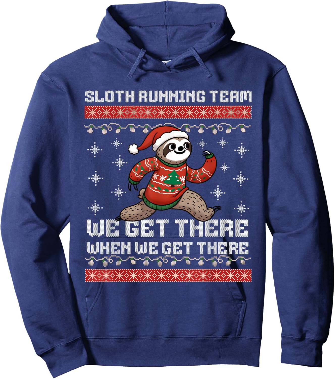 Funny Sloth Christmas 5k Running Team Squad X-Mas Fun Run Hoodie - Hoodie | Navy
