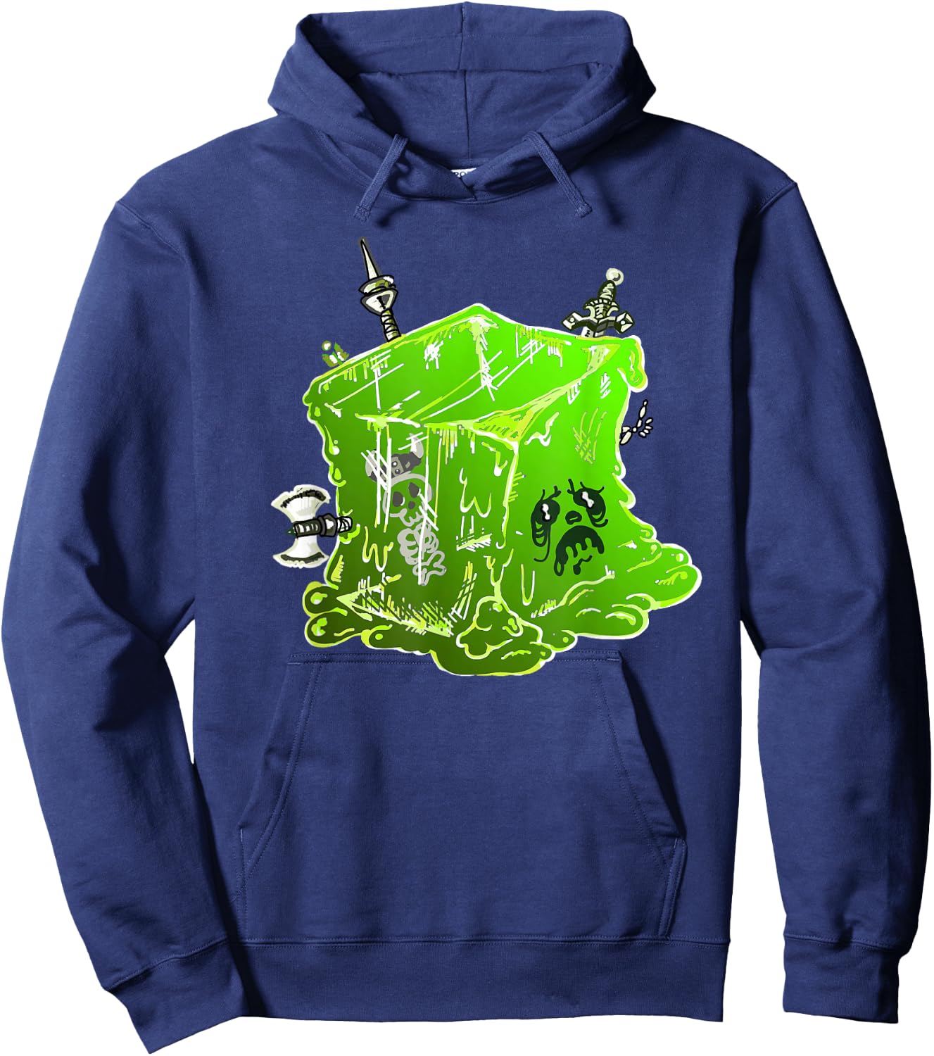 Gelatinous Cube Fantasy Roleplaying Illustration Hoodie - Hoodie | Navy