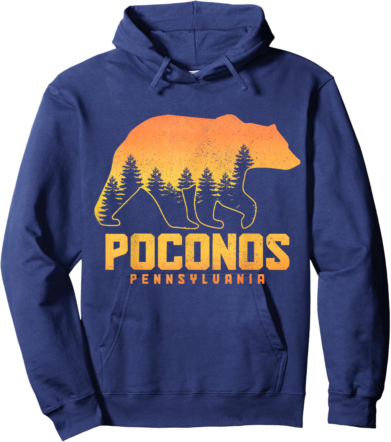Poconos Pennsylvania Bear Hiking Vintage Pocono Mountains Hoodie - Hoodie | Navy