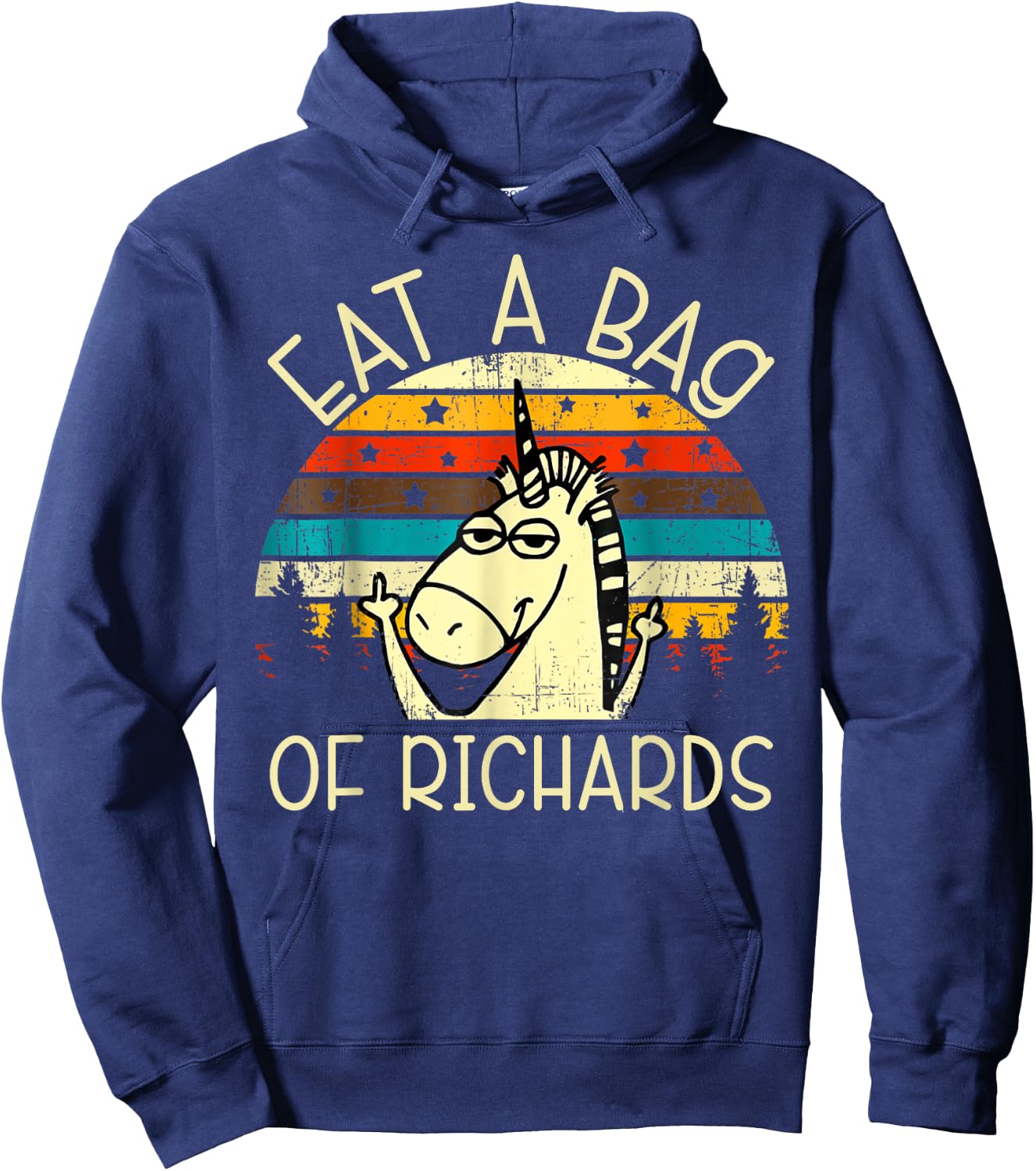 Eat A Bag Of Richards Funny Joke Meme Humor Name Unicorn Men Hoodie - Hoodie | Navy
