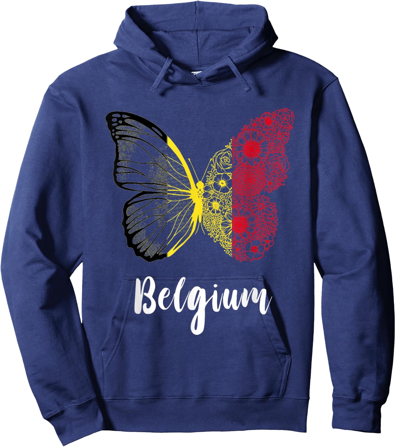 Belgium Butterfly Belgie Belgique Belgian Pride Belgium Flag Hoodie - Hoodie | Navy
