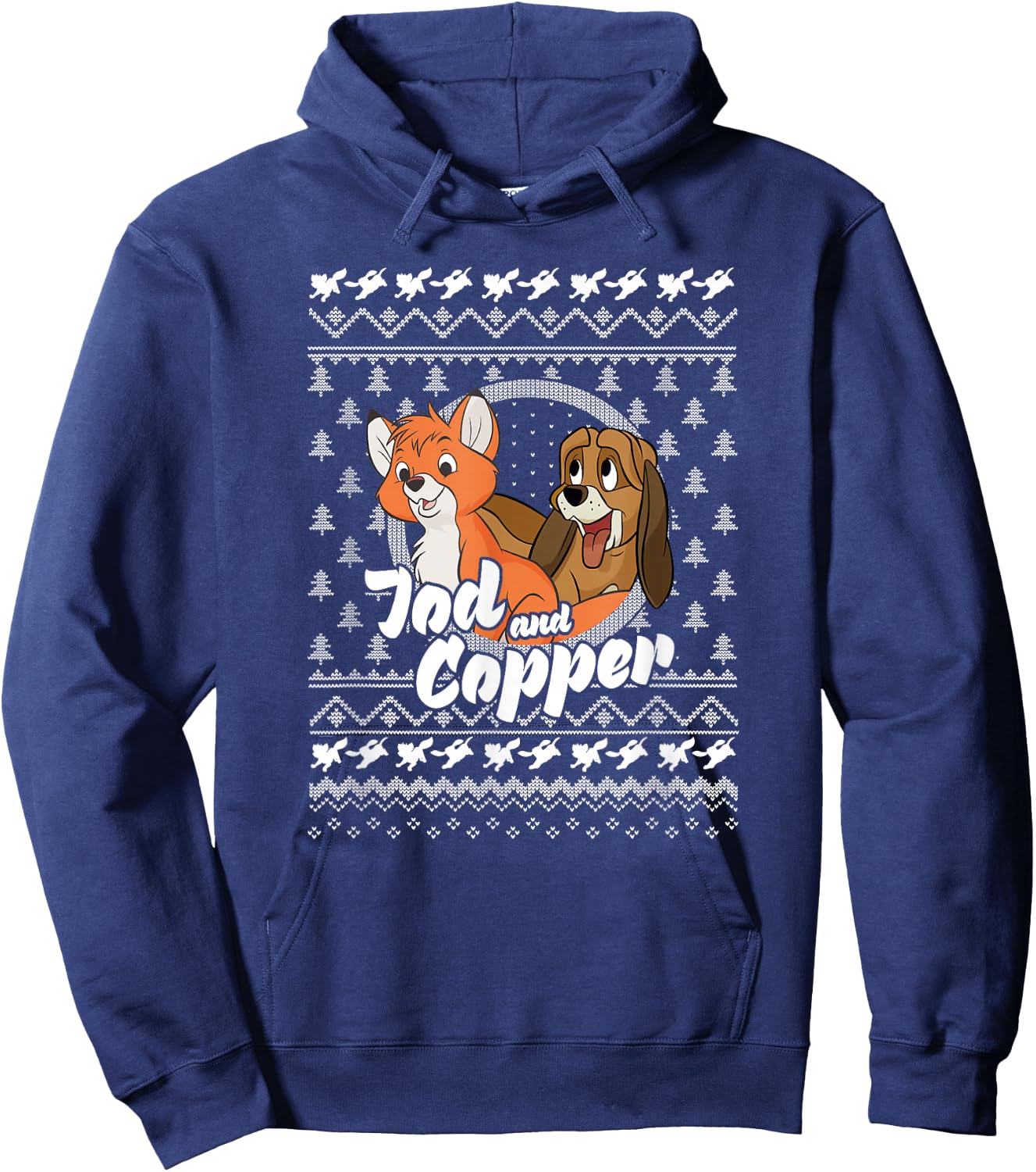 Disney The Fox and The Hound Christmas Tod and Copper Logo Hoodie - Hoodie | Navy