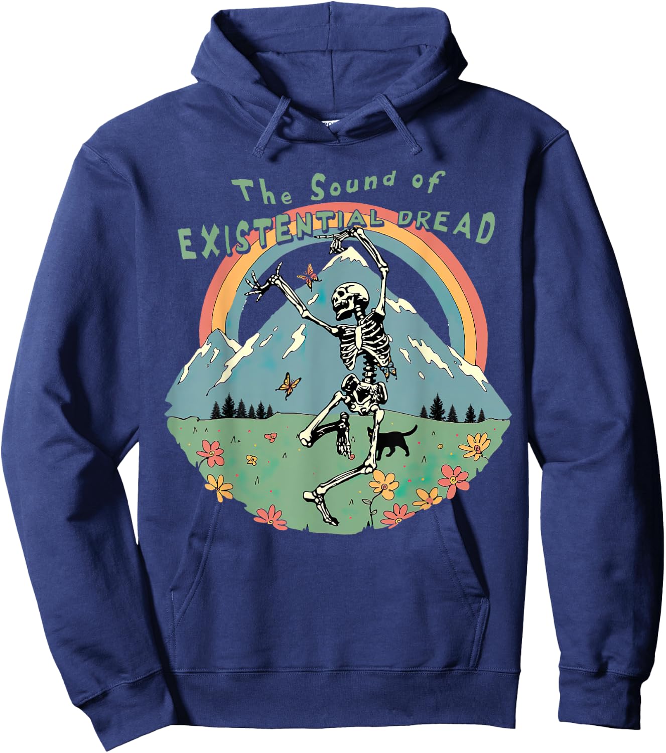 The Sound Of Existential Dread, Skeleton Dancing On Grass Hoodie - Hoodie | Navy