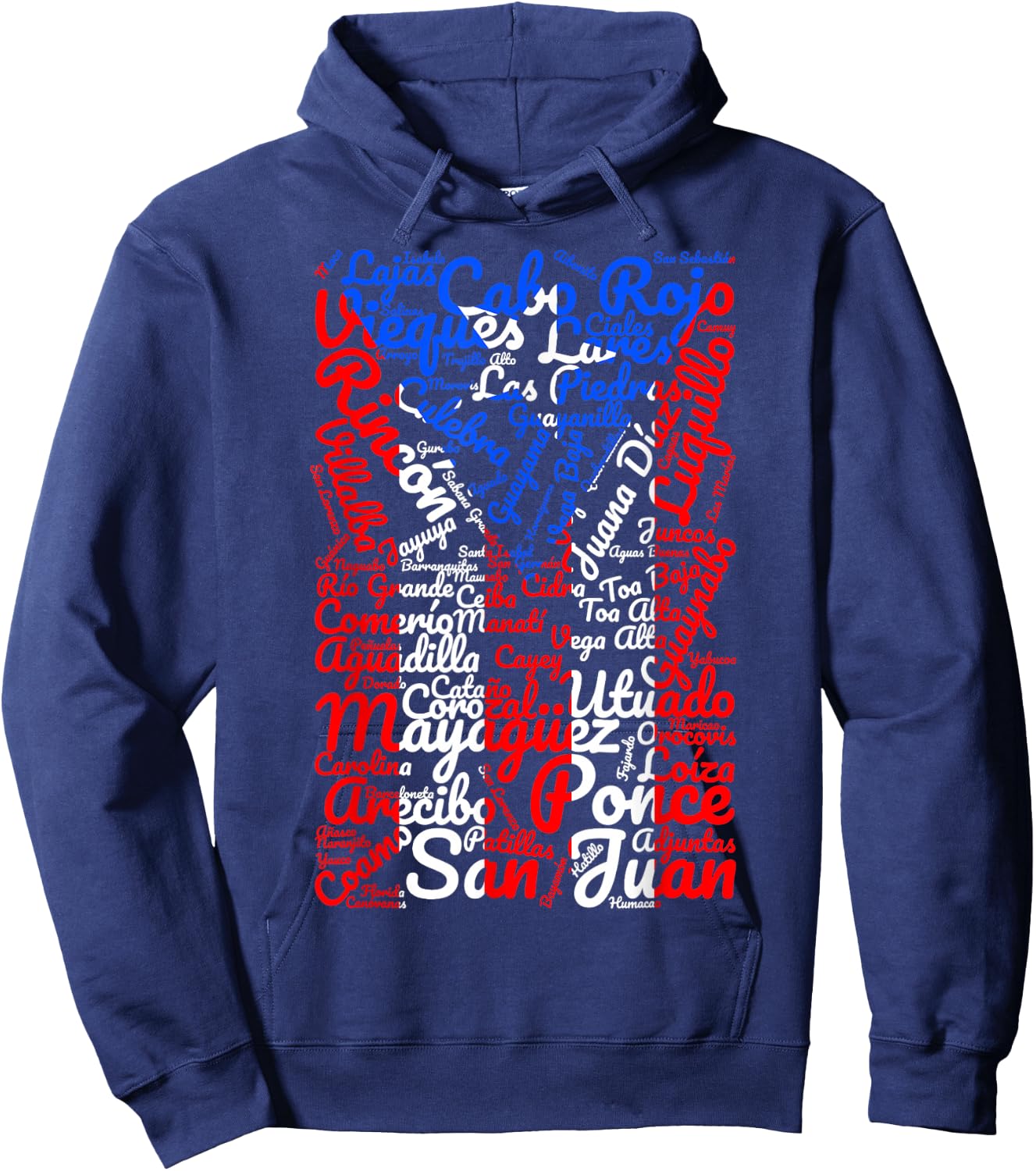 Puerto Rican Flag Shirt Towns and Cities of Puerto Rico Hoodie - Hoodie | Navy
